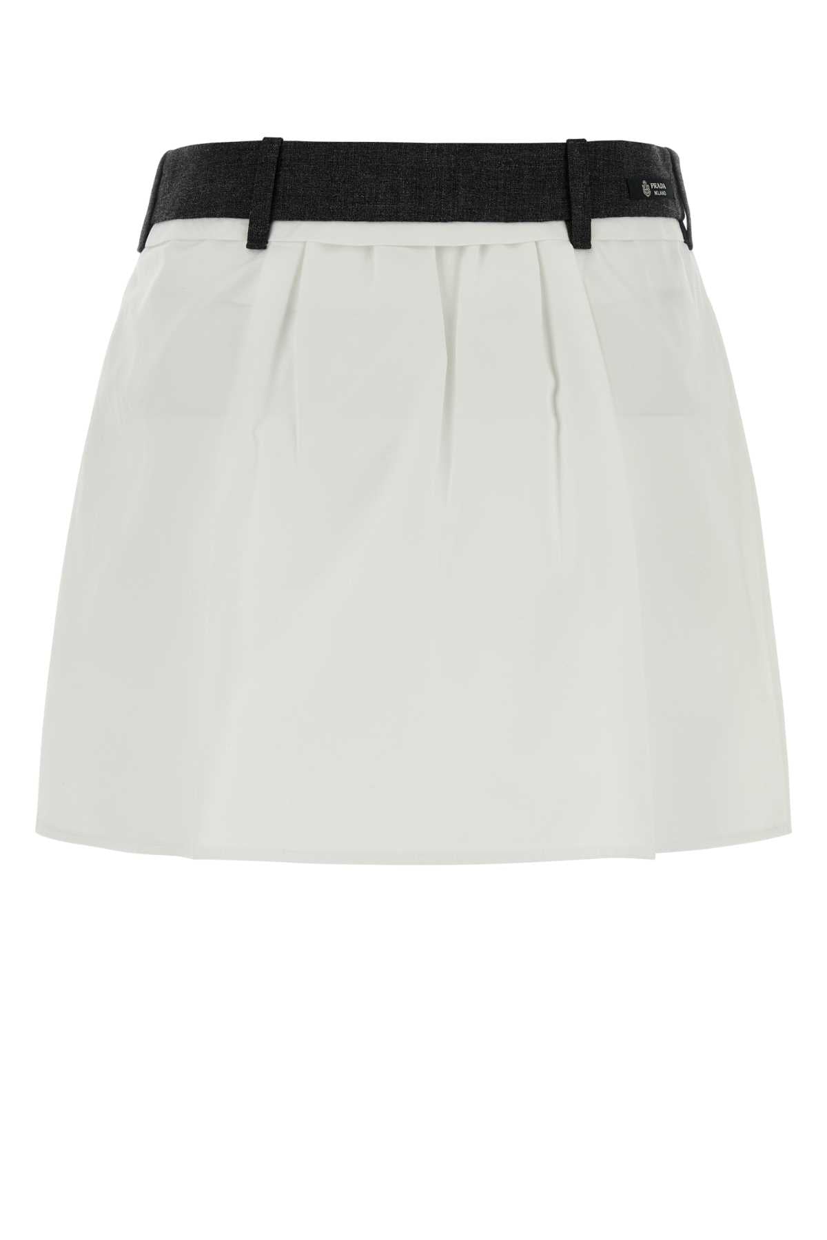 Prada Women White Poplin Mini Skirt PRADA