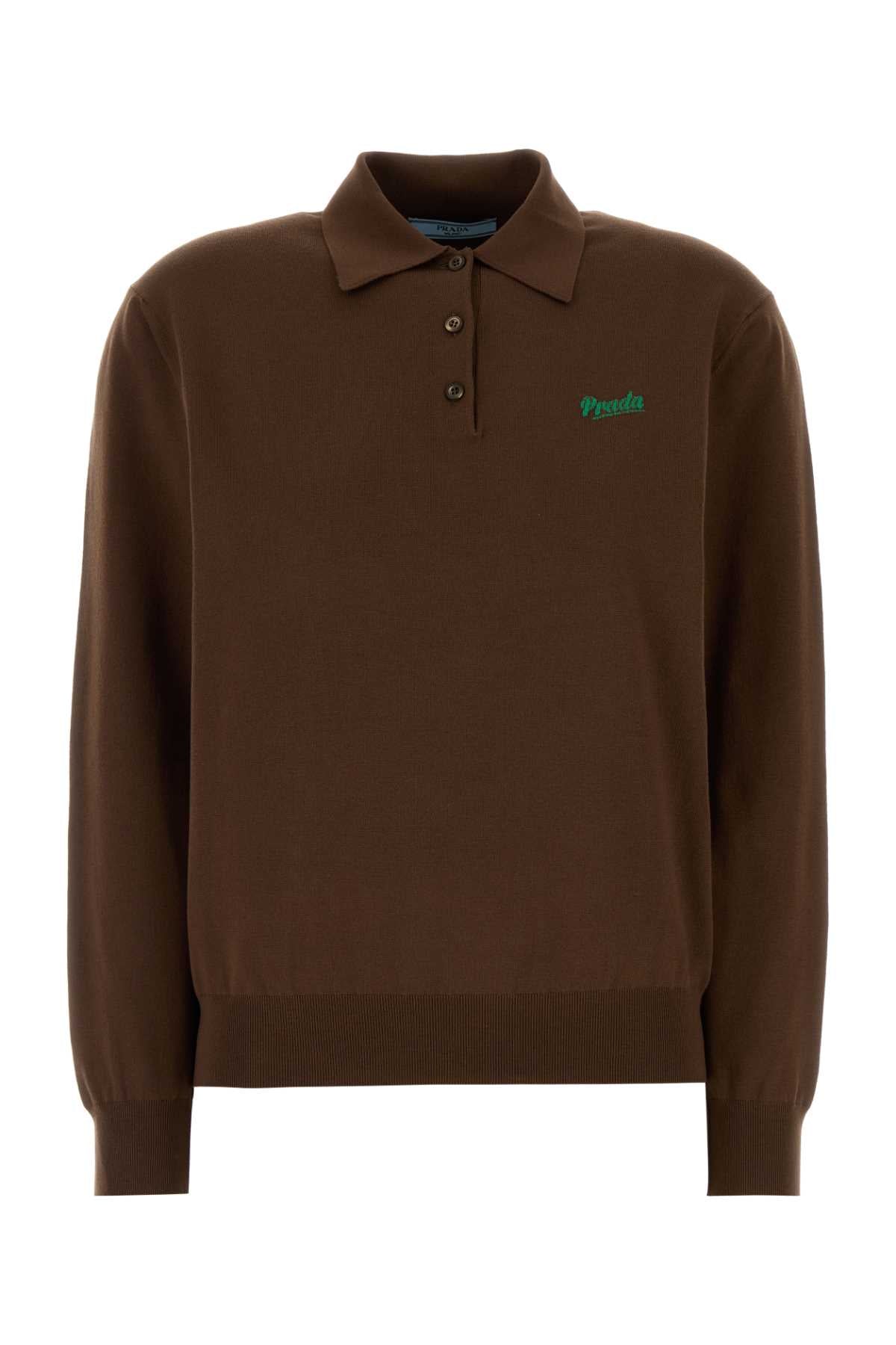 Prada Women Brown Silk Blend Polo Shirt PRADA