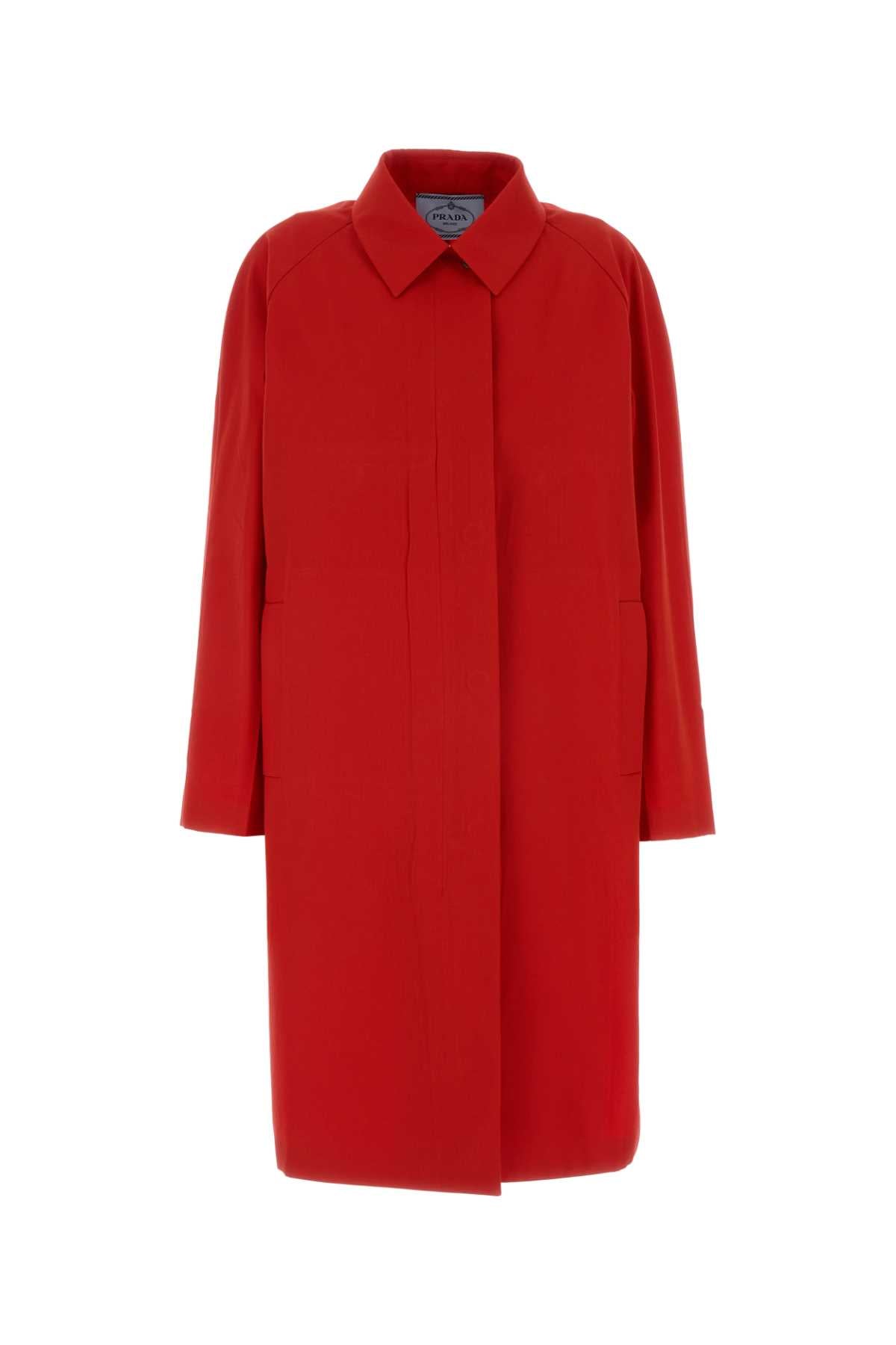 Prada Women Red Gabardine Overcoat PRADA