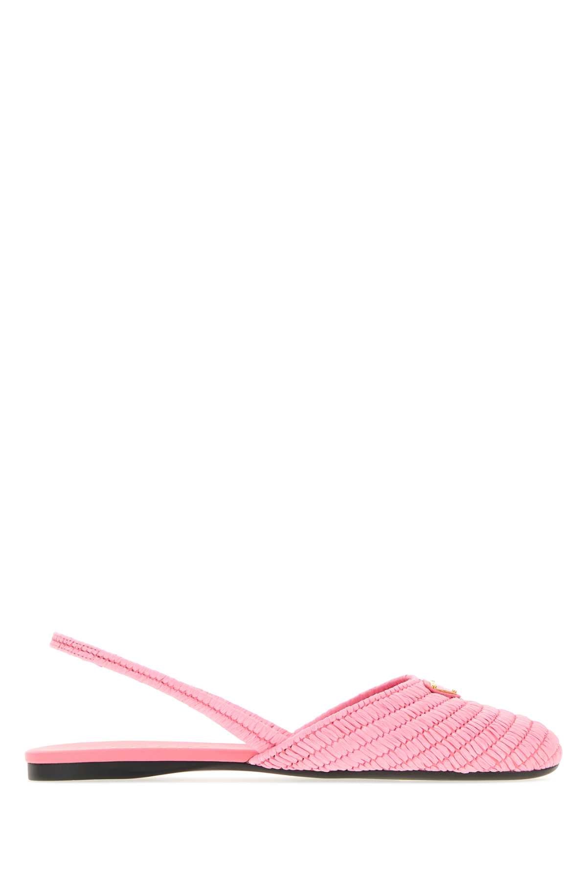 Prada Women Pink Raffia Ballerinas PRADA