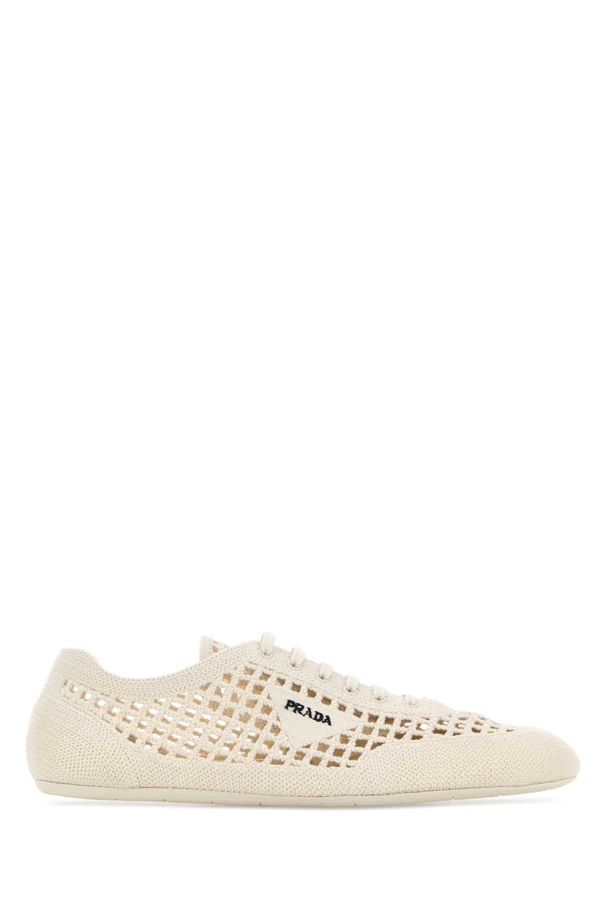Prada Women Ivory Crochet Sneakers PRADA