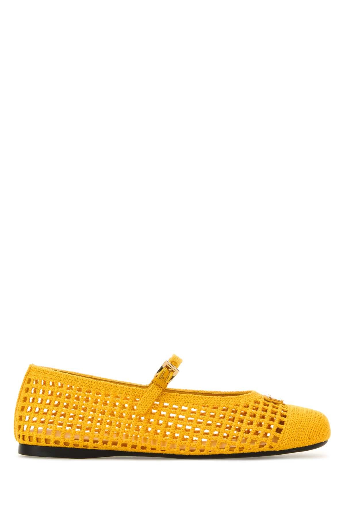 Prada Women Yellow Crochet Ballerinas PRADA