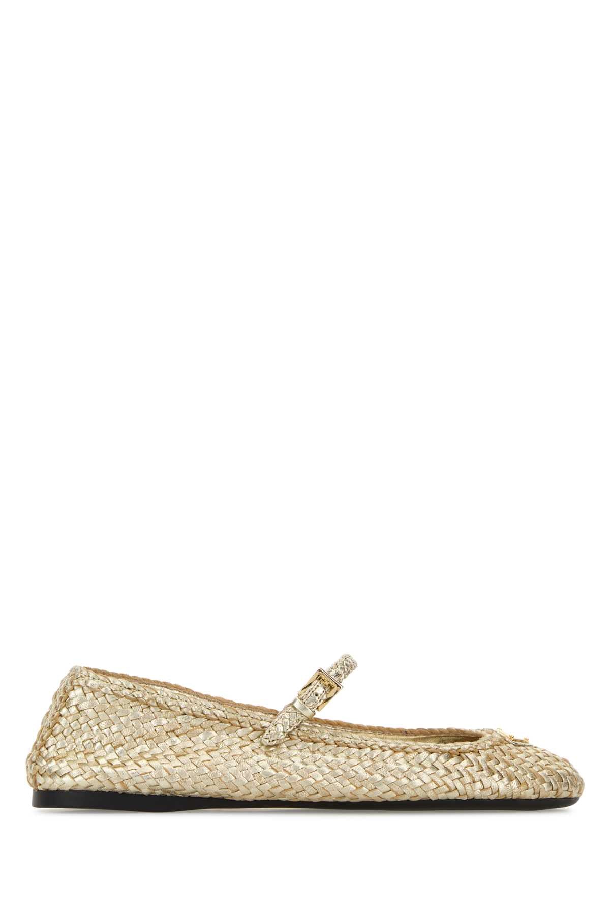 Prada Women Gold Leather Ballerinas PRADA