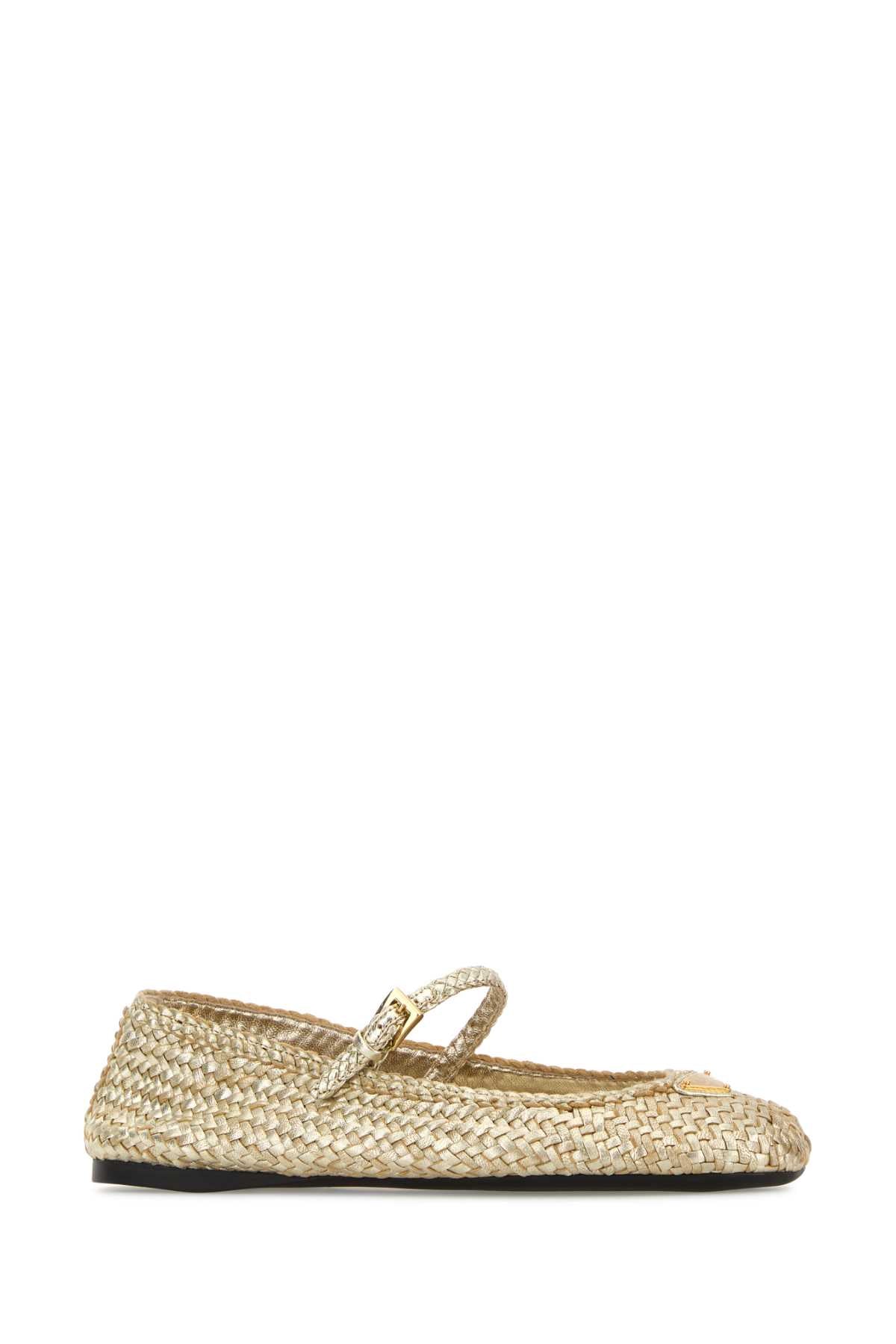 Prada Women Gold Leather Ballerinas PRADA