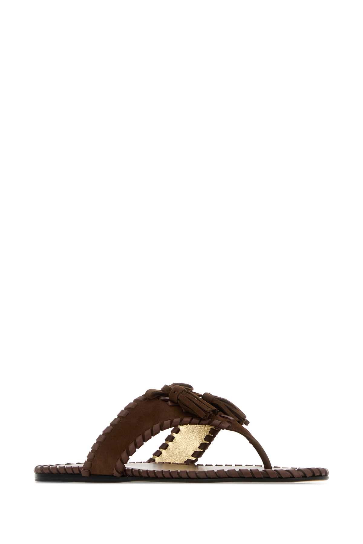 Prada Women Brown Suede Thong Slippers PRADA