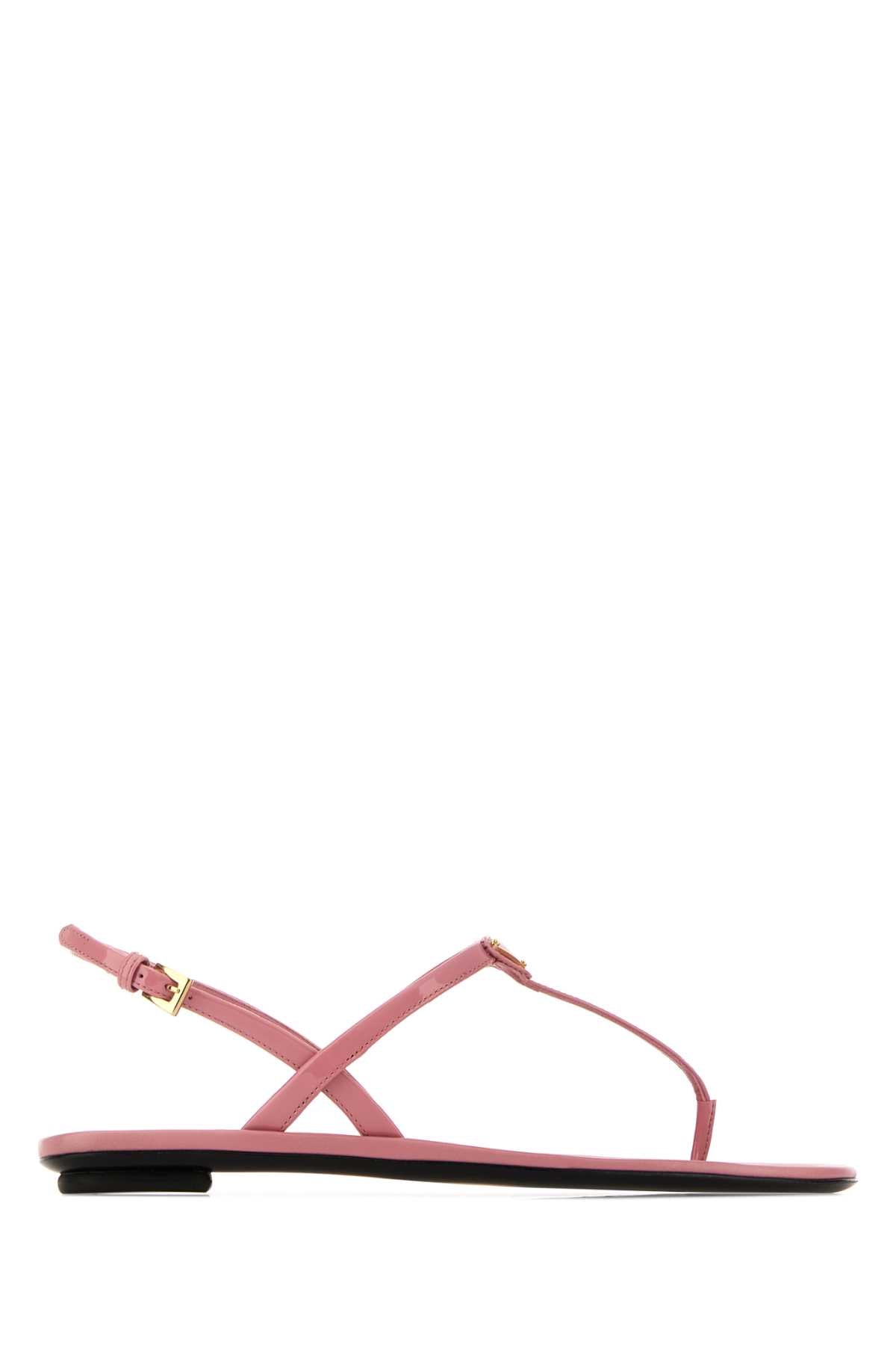 Prada Women Pink Leather Thong Sandals PRADA