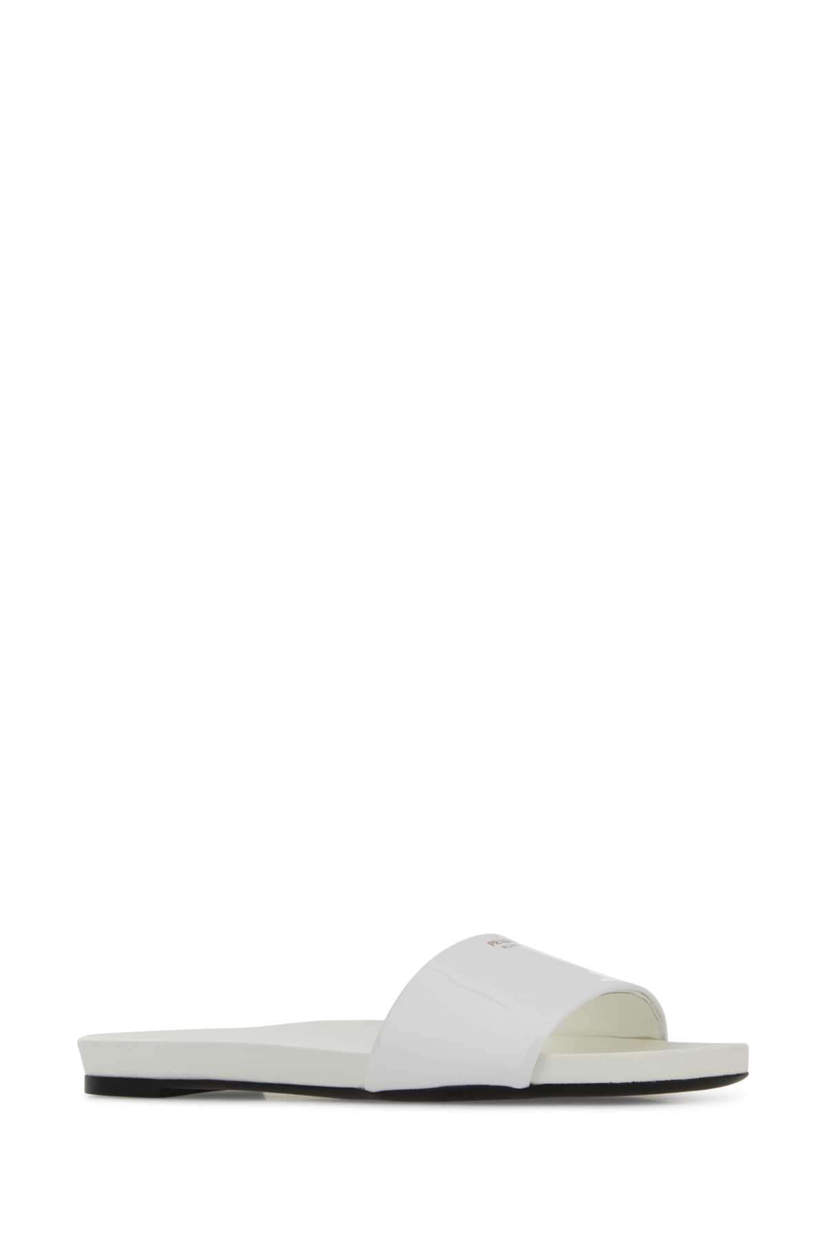 Prada Women White Leather Slippers PRADA