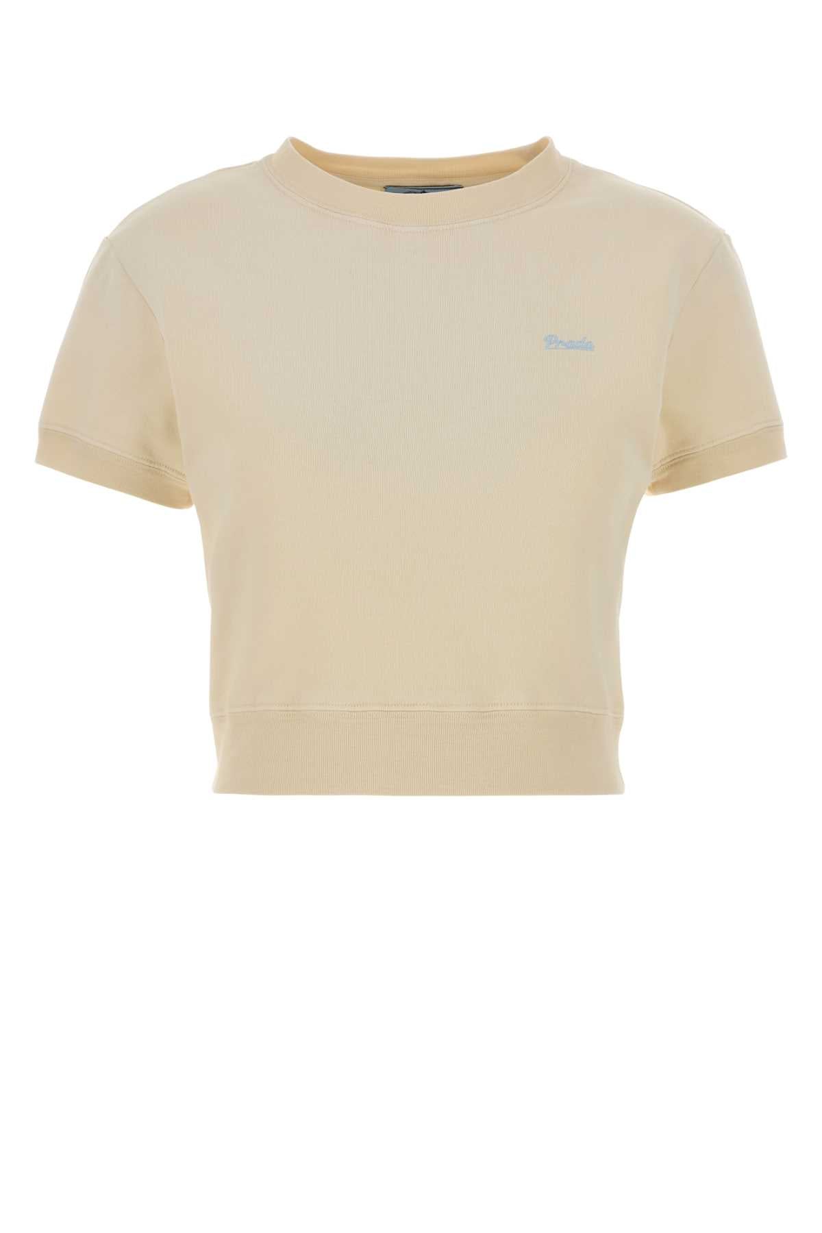 Prada Women Pastel Yellow Cotton T-Shirt PRADA
