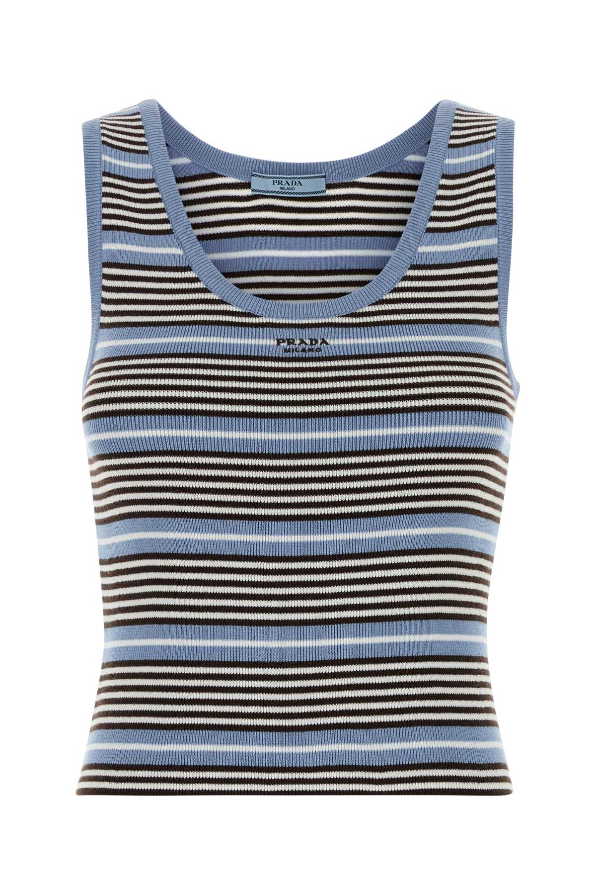 Prada Women Embroidered Cotton Blend Tank Top PRADA