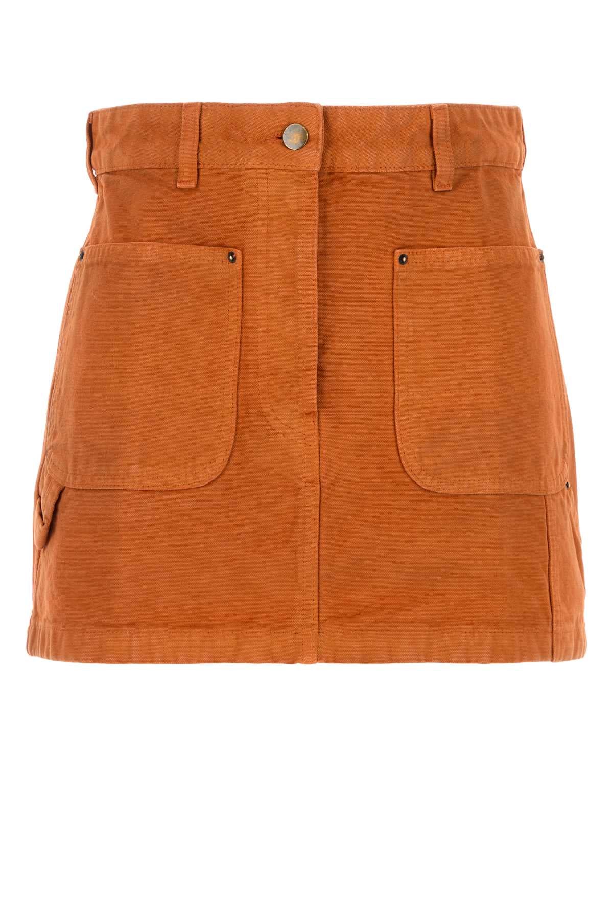 Prada Women Orange Denim Mini Skirt PRADA