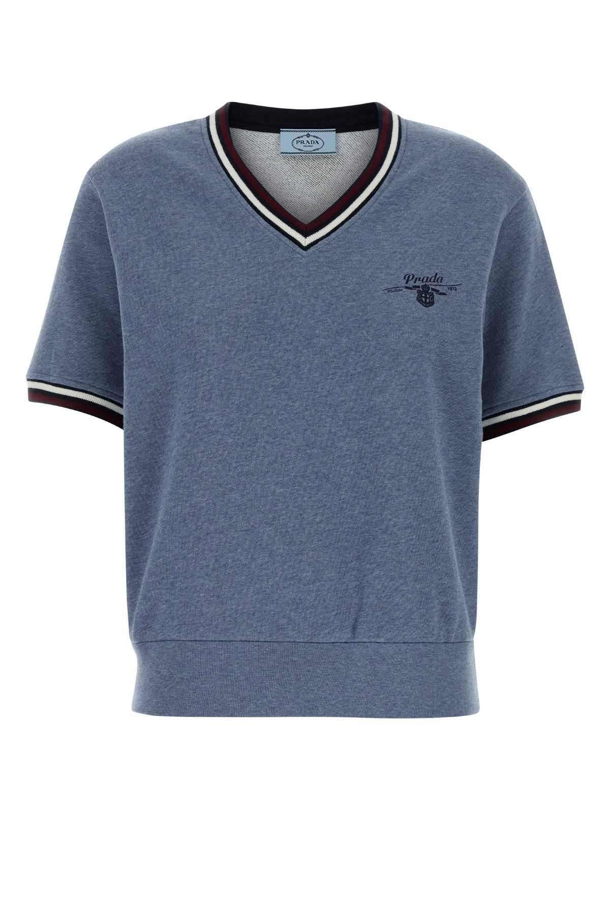 Prada Women Cerulean Blue Cotton T-Shirt PRADA