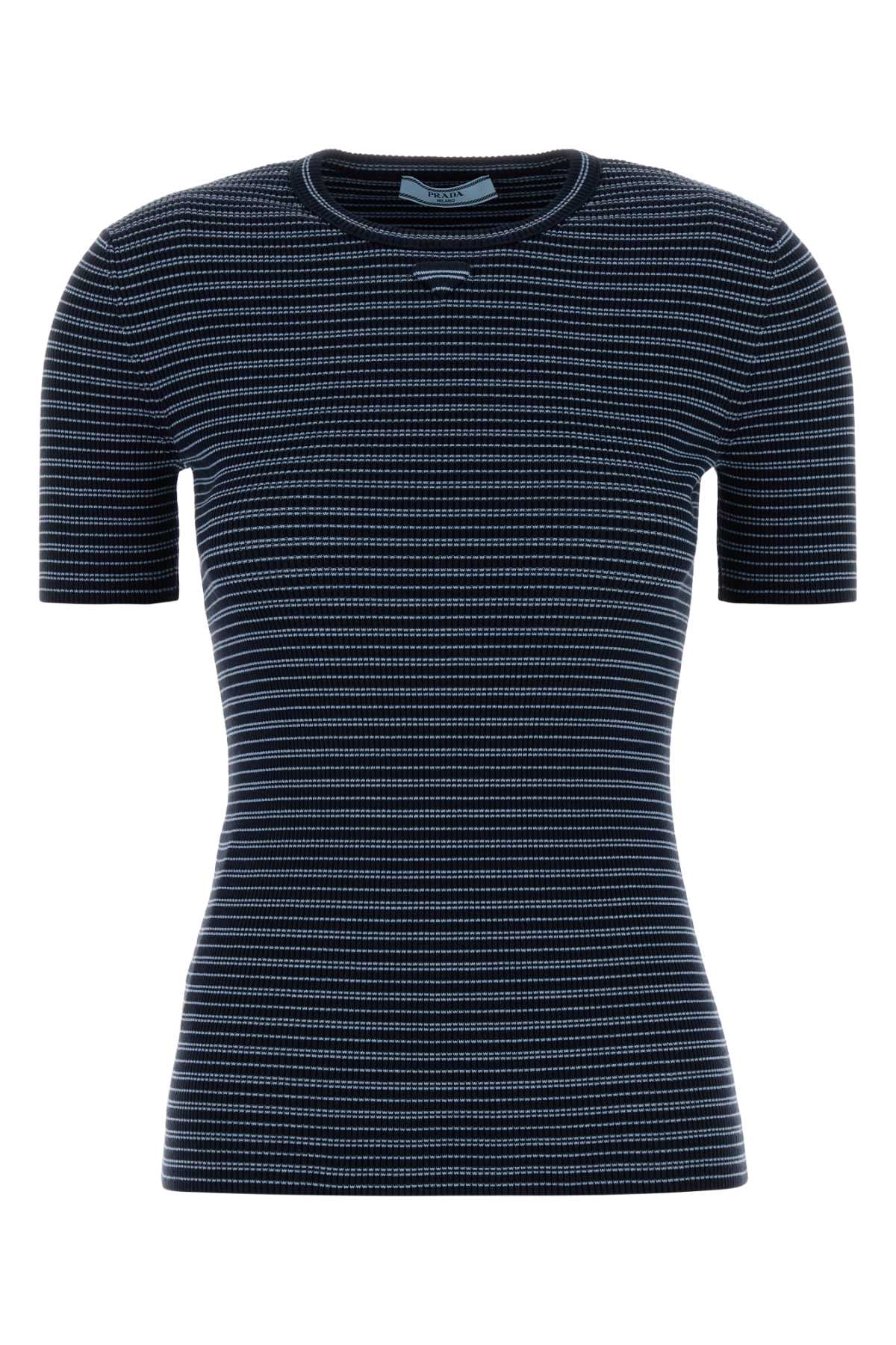 Prada Women Embroidered Stretch Cotton Blend T-Shirt PRADA