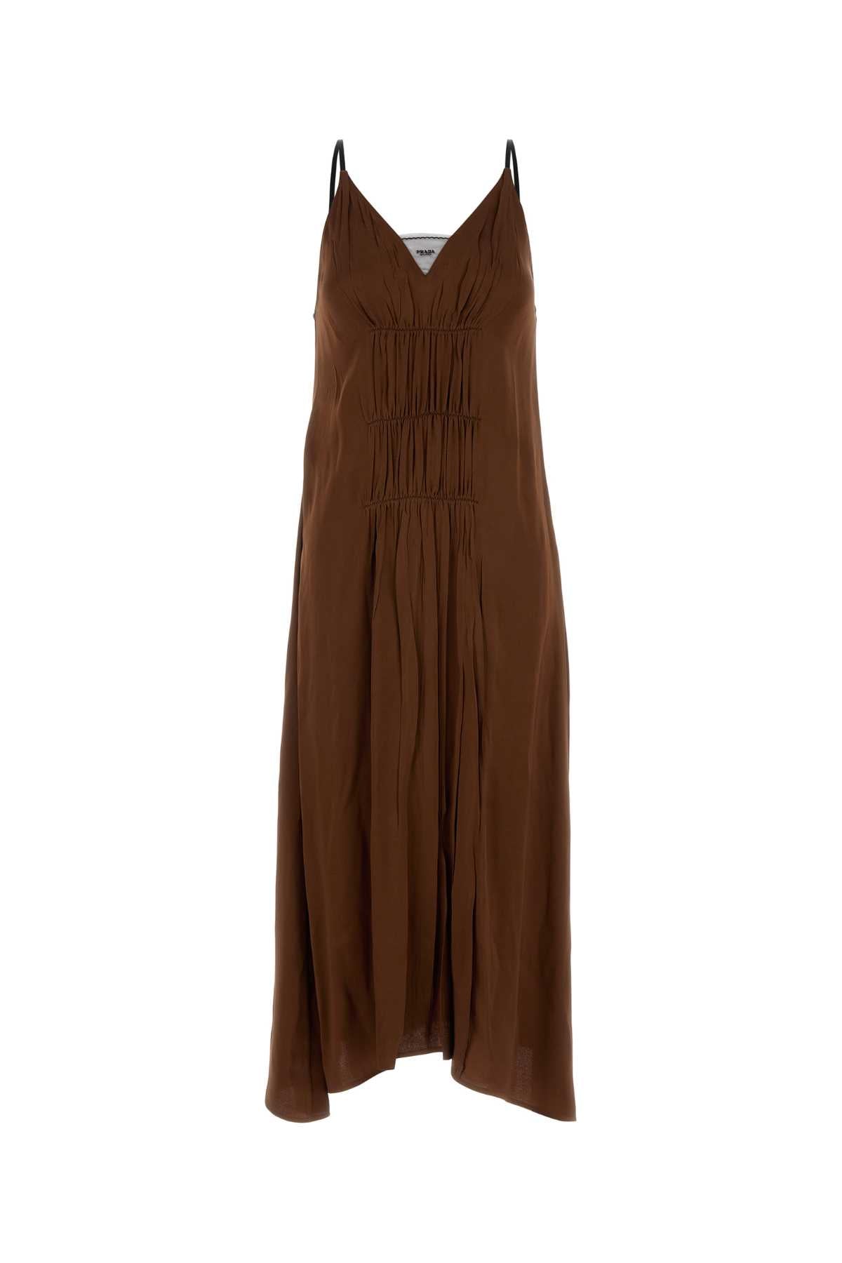 Prada Women Brown Satin Dress PRADA