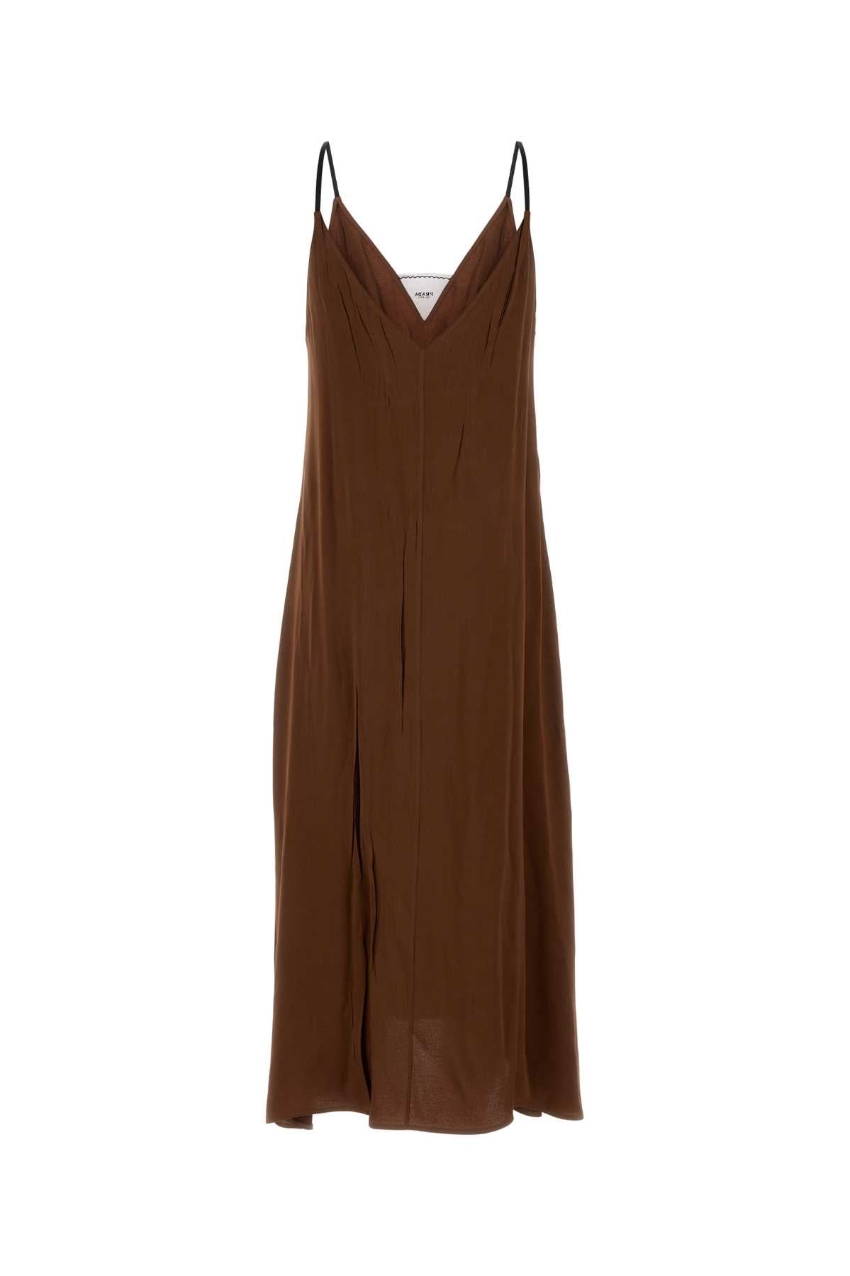 Prada Women Brown Satin Dress PRADA