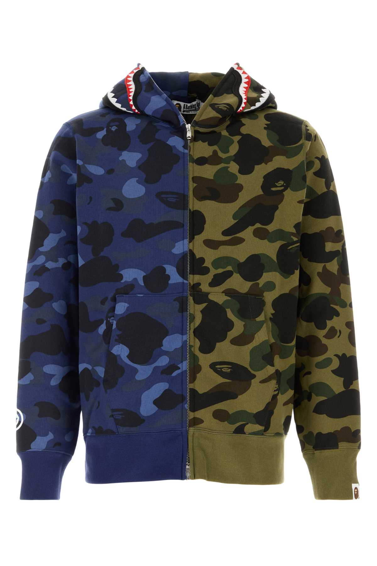 Bape Men Printed Cotton Split Camo Shark Sweatshirt BAPE