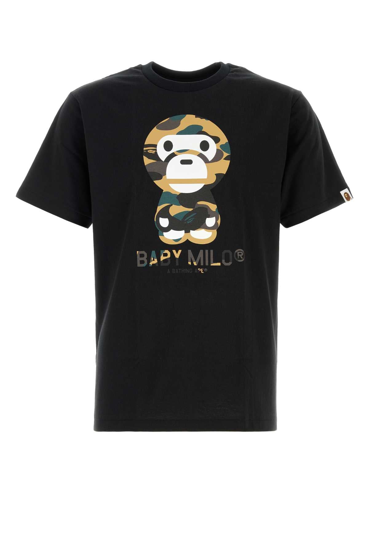 Bape Men Black Cotton 1St Camp Baby Milo T-Shirt BAPE