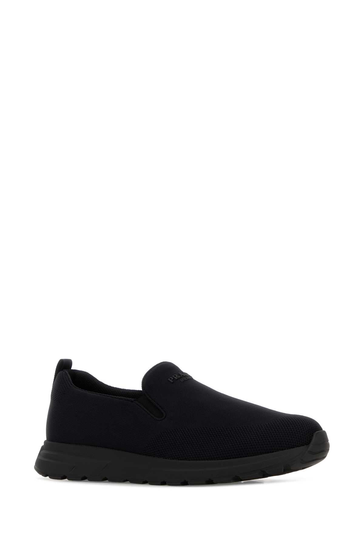Prada Men Black Jersey Slip Ons PRADA