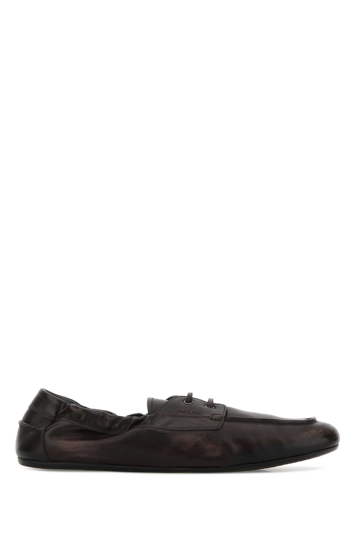 Prada Men Dark Brown Leather Loafers PRADA