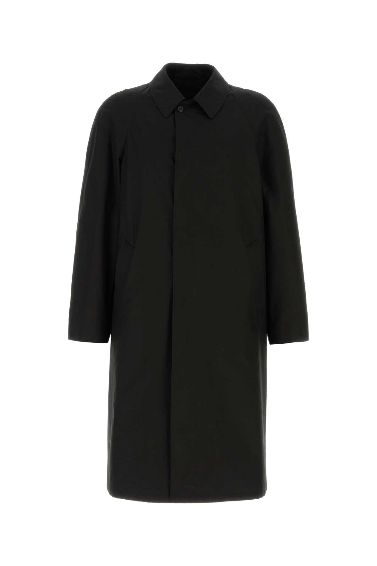 Prada Men Black Cotton Overcoat PRADA
