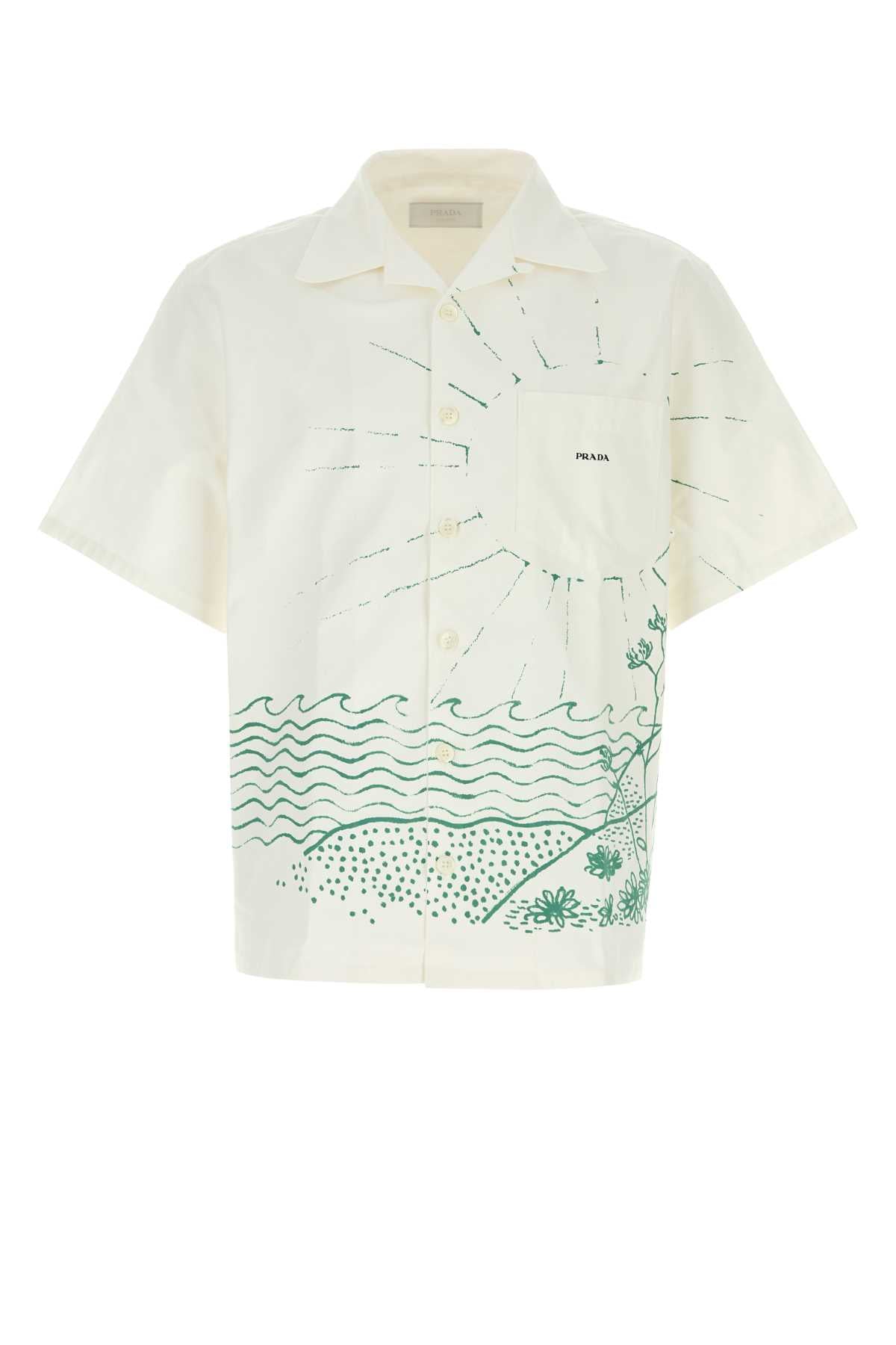 Prada Men White Poplin Shirt PRADA