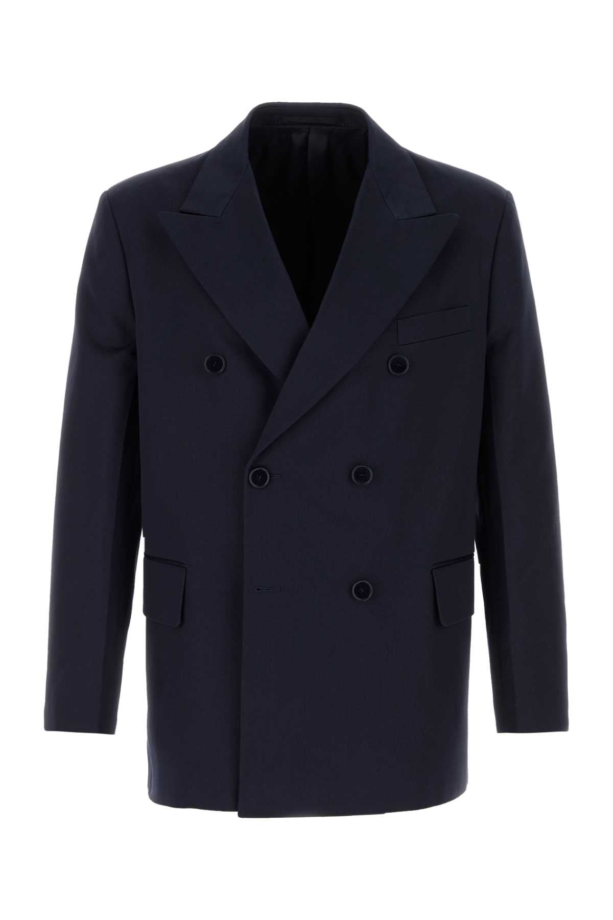 Prada Men Navy Blue Cotton Blazer PRADA