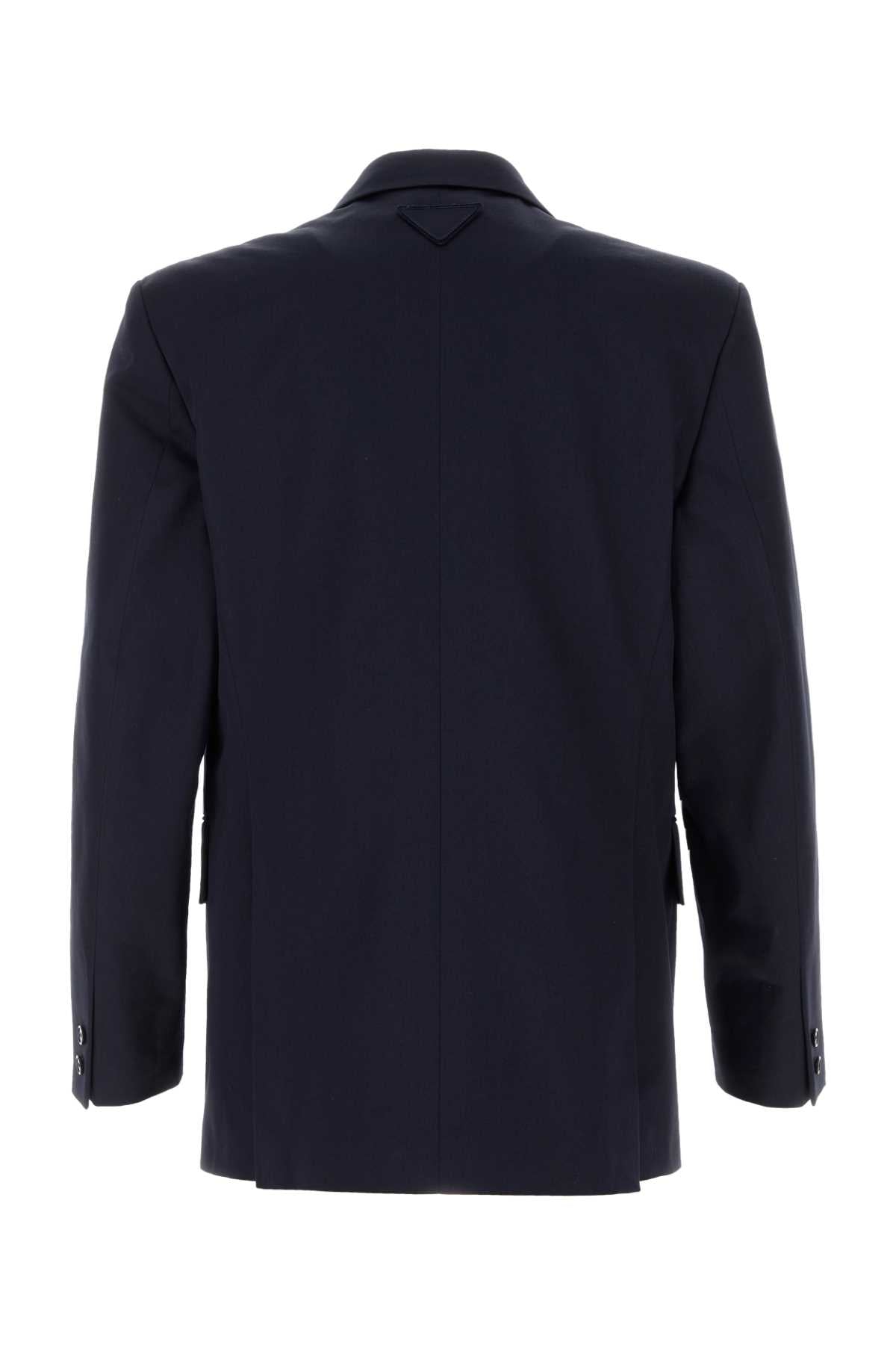Prada Men Navy Blue Cotton Blazer PRADA