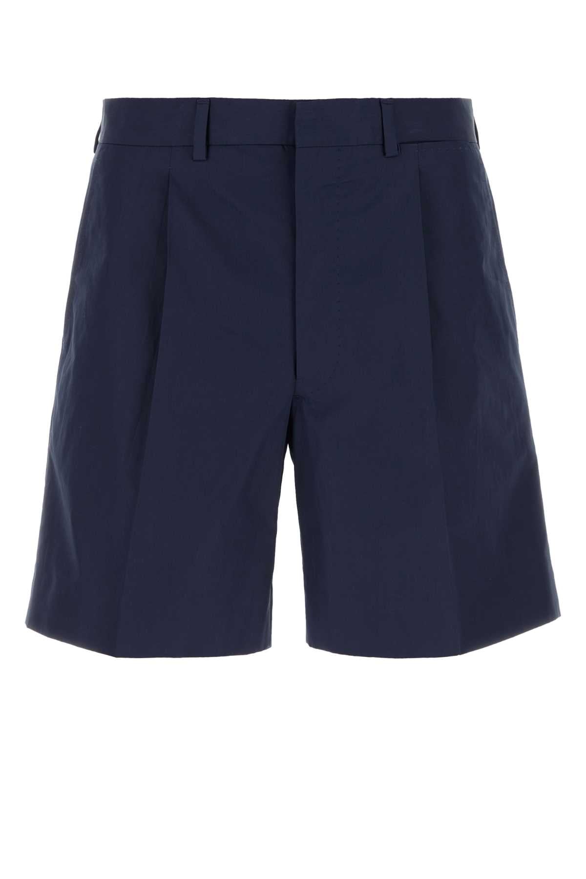 Prada Men Dark Blue Poplin Bermuda Shorts PRADA
