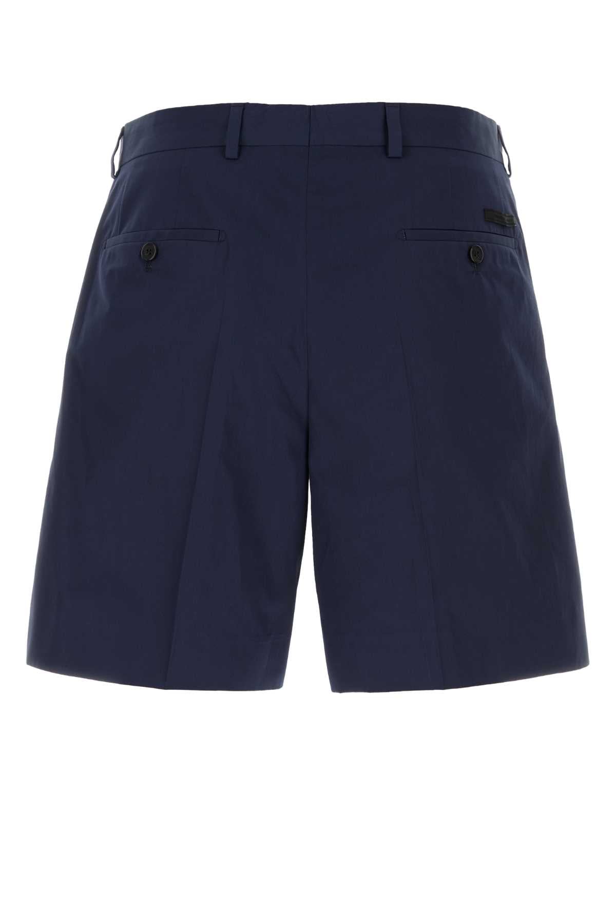 Prada Men Dark Blue Poplin Bermuda Shorts PRADA