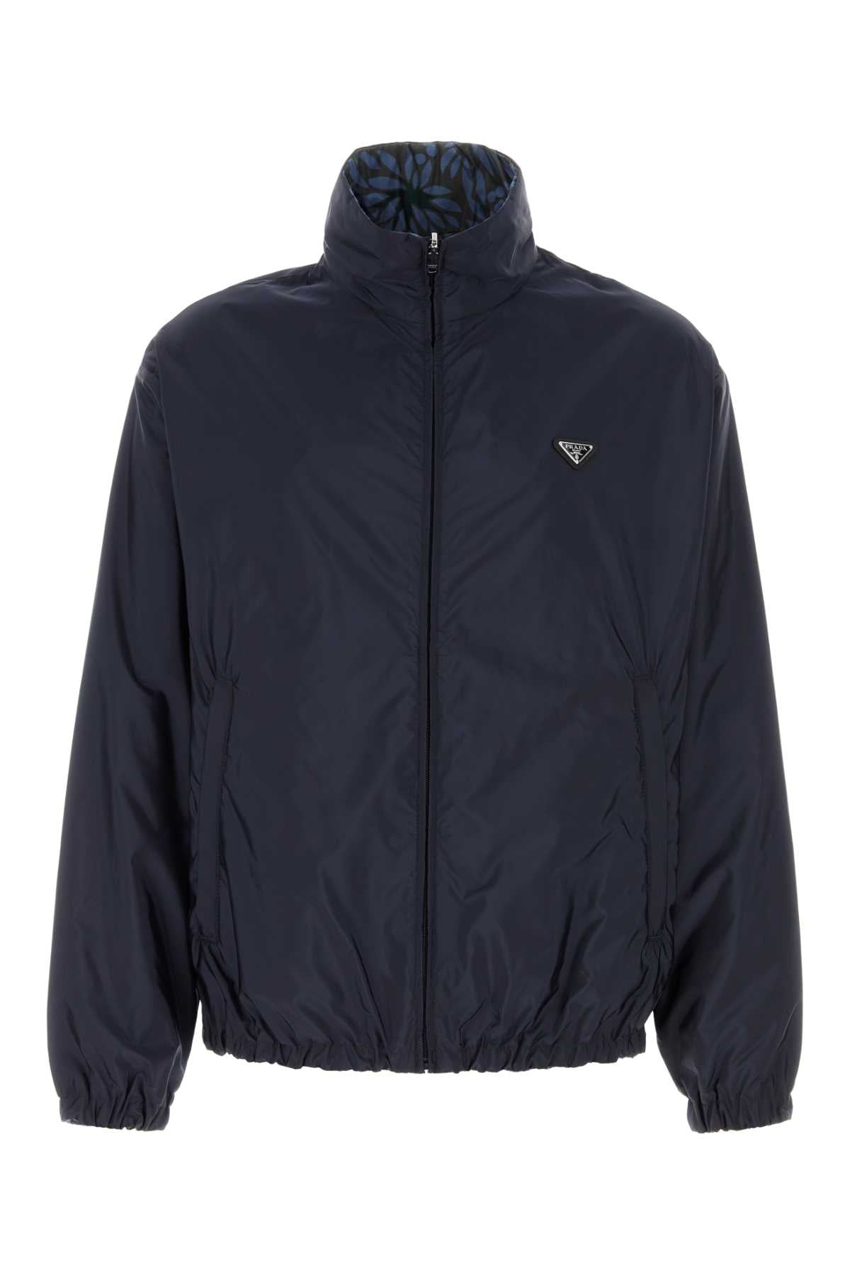 Prada Men Navy Blue Re-Nylon Reversible Jacket PRADA