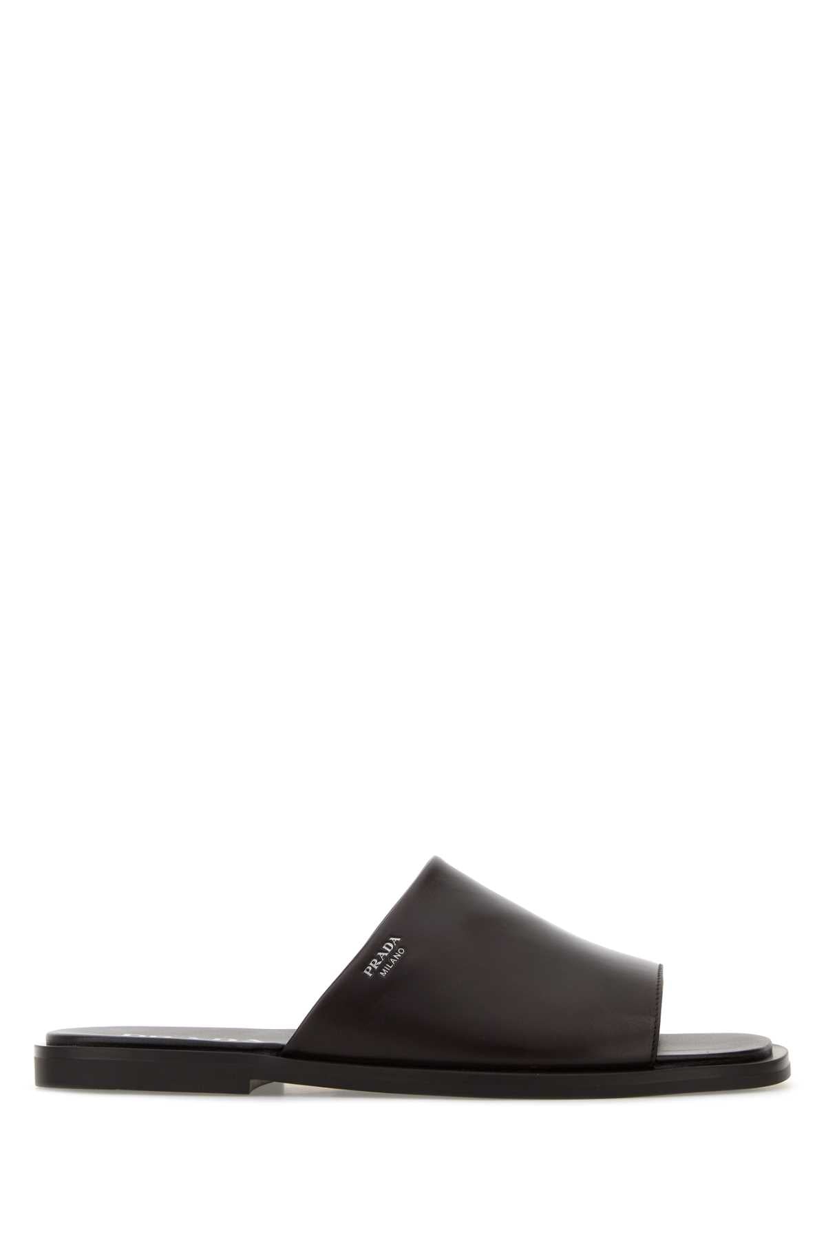 Prada Men Dark Brown Leather Slippers PRADA