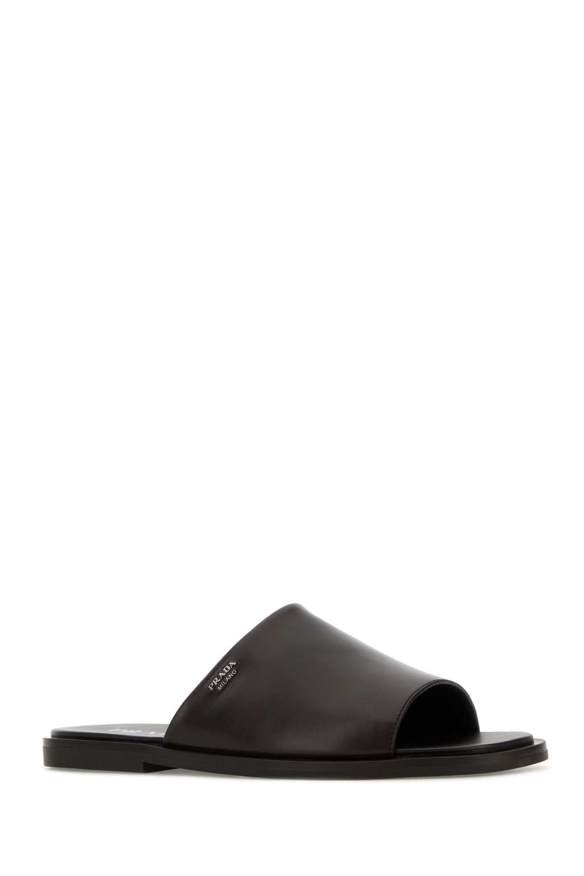 Prada Men Dark Brown Leather Slippers PRADA