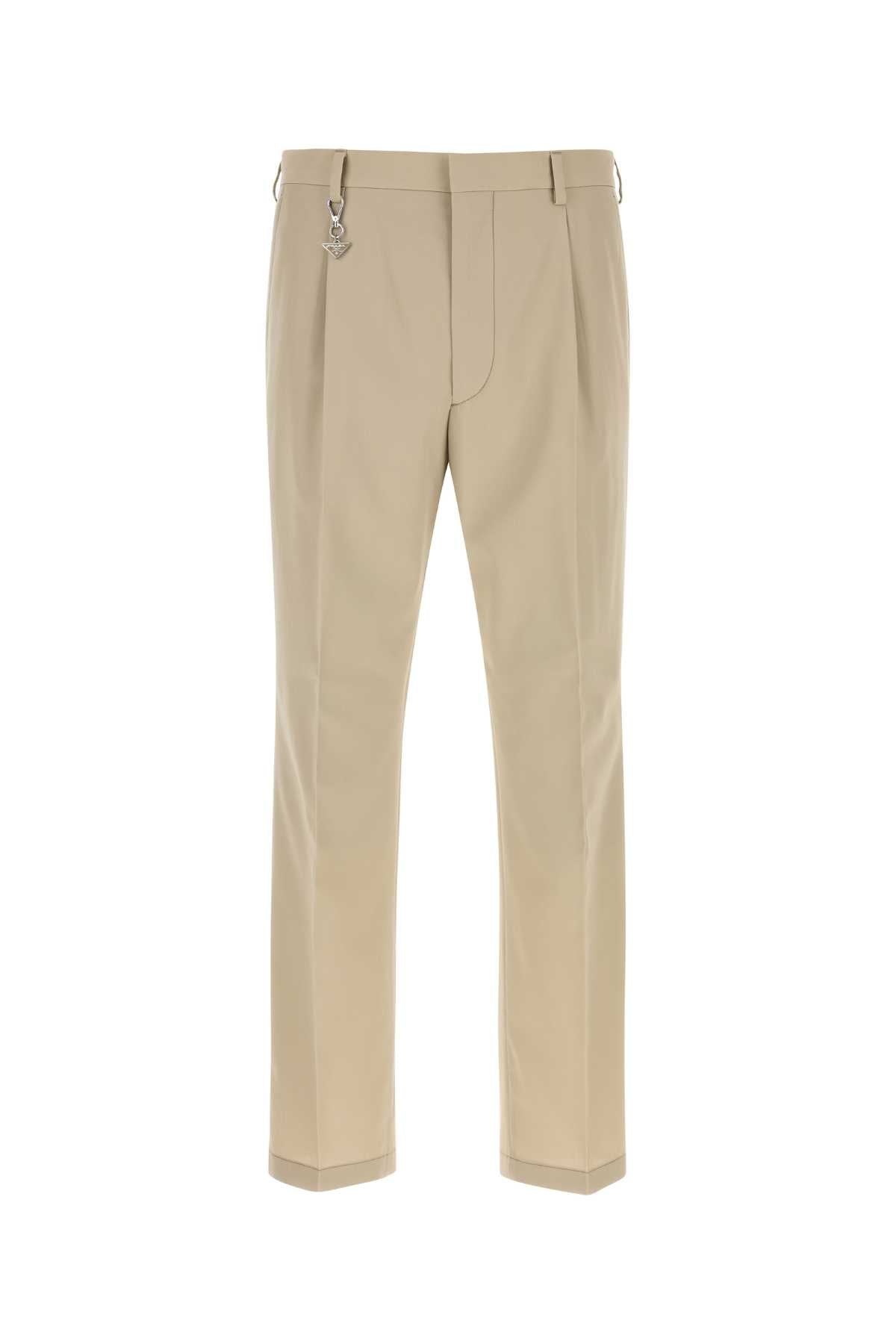 Prada Men Sand Cotton Pant PRADA