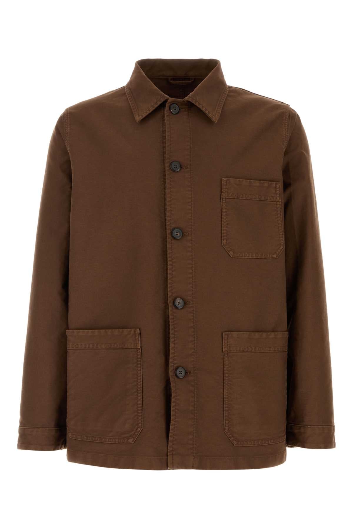 Prada Men Brown Canvas Jacket PRADA