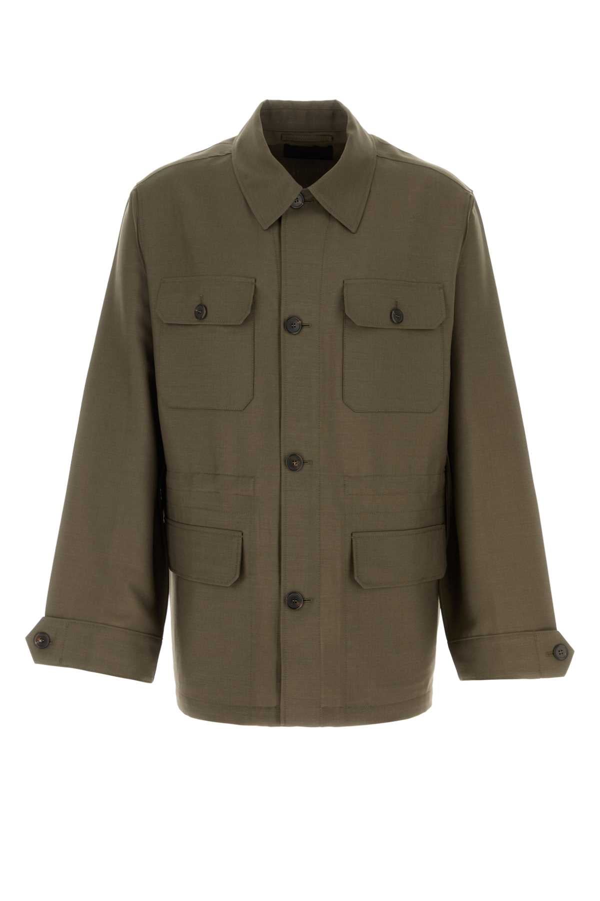 Prada Men Olive Green Mohair Blend Jacket PRADA