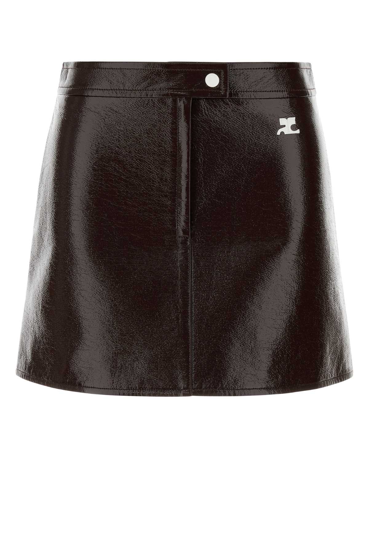 Courreges Women Chocolate Vinyl Mini Skirt COURREGES