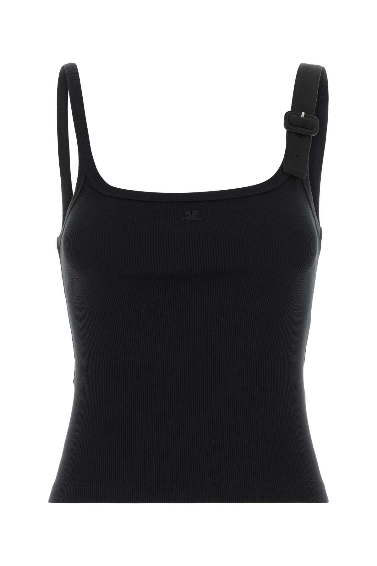 Courreges Women Black Stretch Cotton Tank Top COURREGES