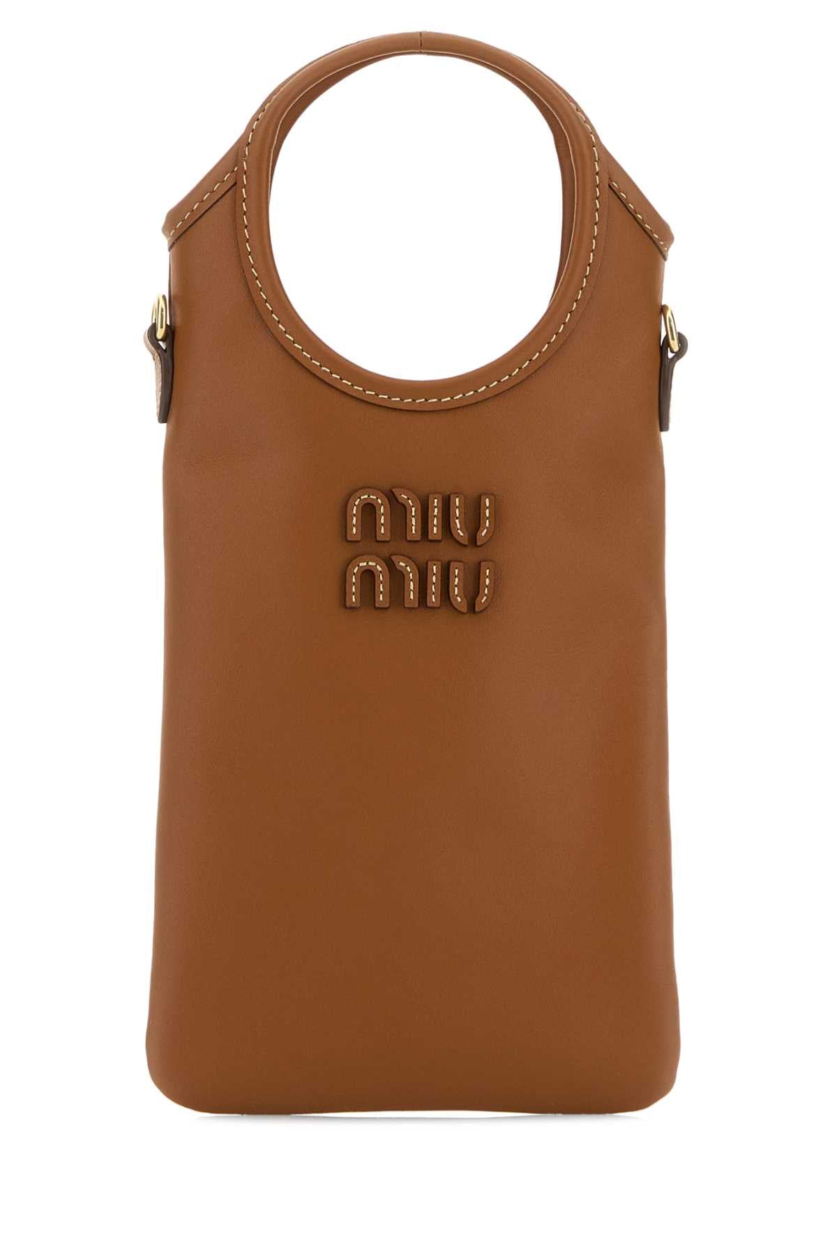 Miu Miu Women Caramel Leather Phone Case MIU MIU
