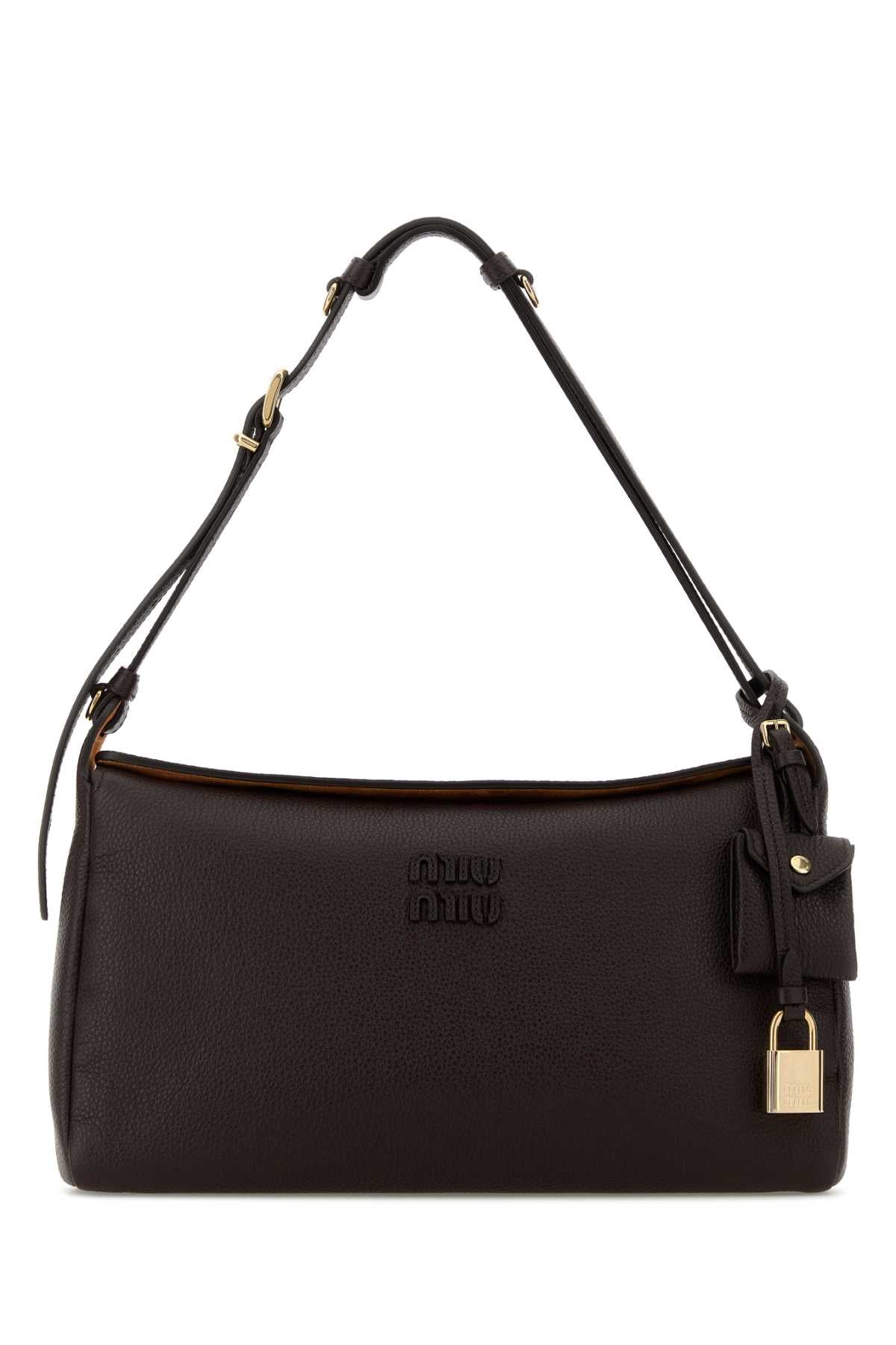 Miu Miu Women Dark Brown Leather Crossbody Bag MIU MIU