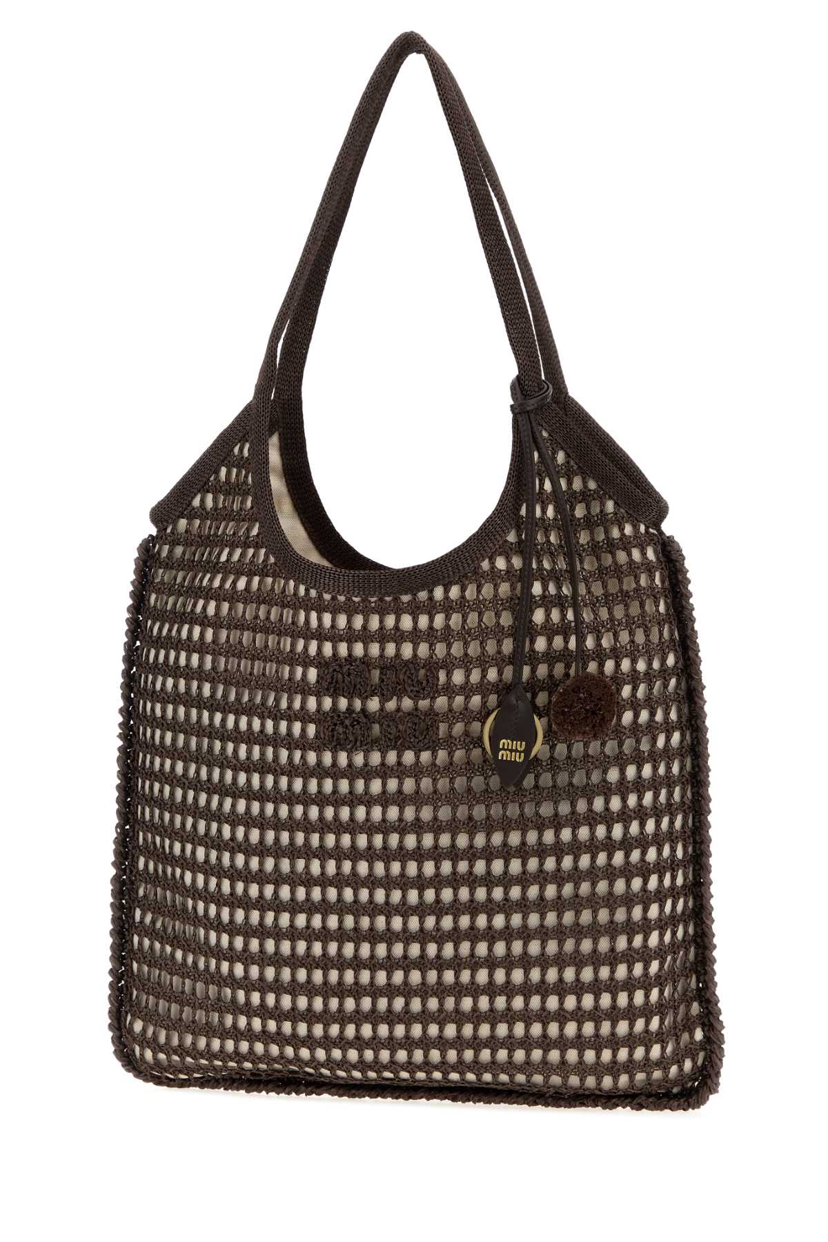 Miu Miu Women Brown Crochet Ivy Shopping Bag MIU MIU