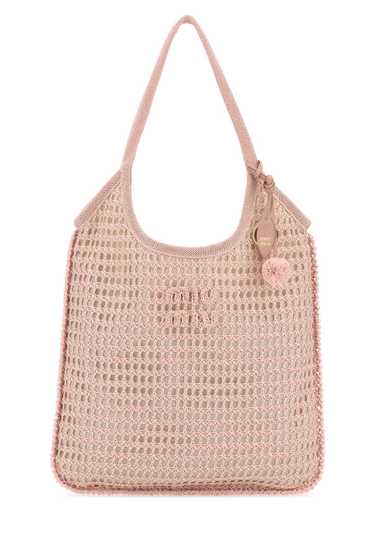 Miu Miu Women Pink Crochet Ivy Shopping Bag MIU MIU