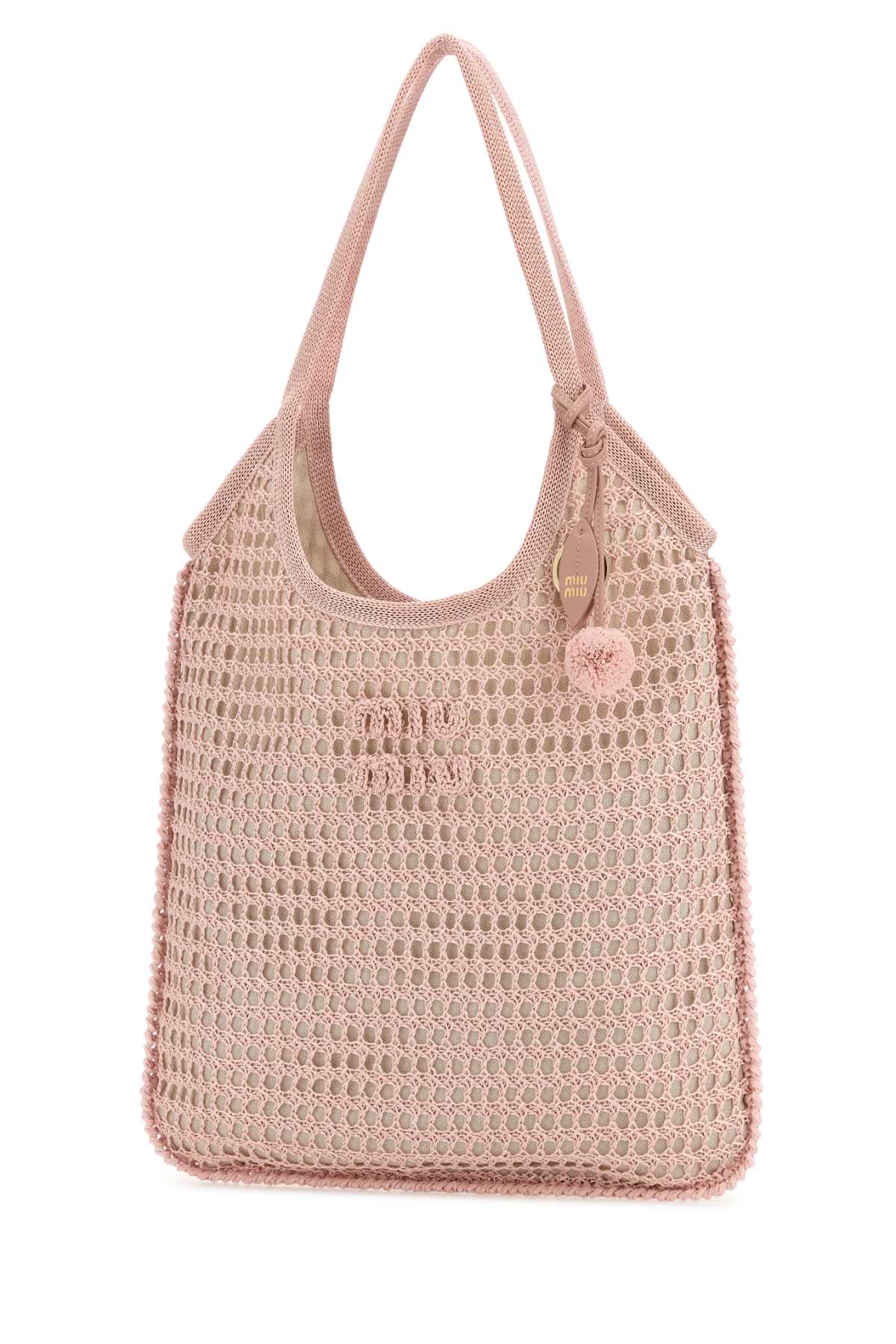 Miu Miu Women Pink Crochet Ivy Shopping Bag MIU MIU