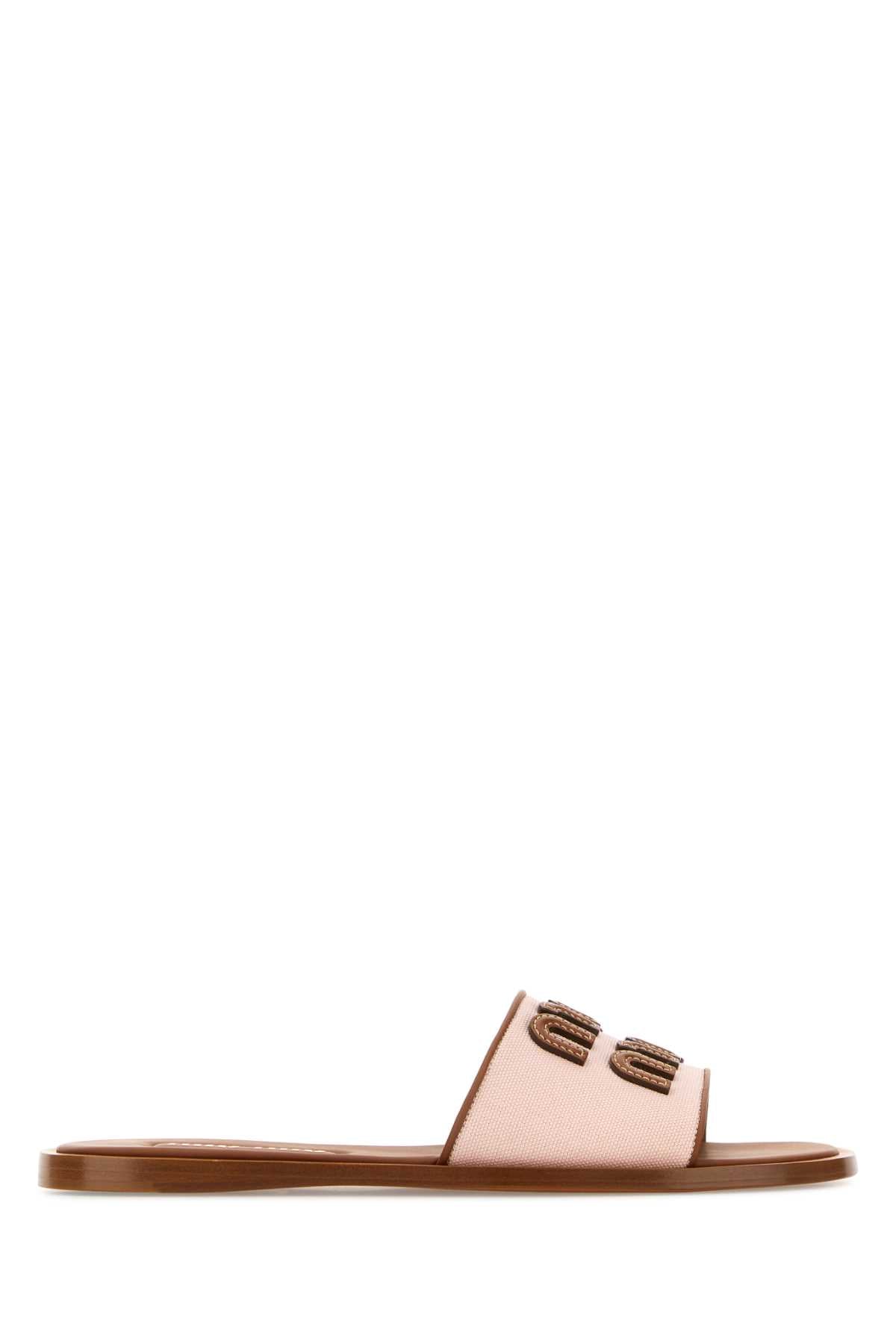 Miu Miu Women Pastel Pink Fabric Slippers MIU MIU
