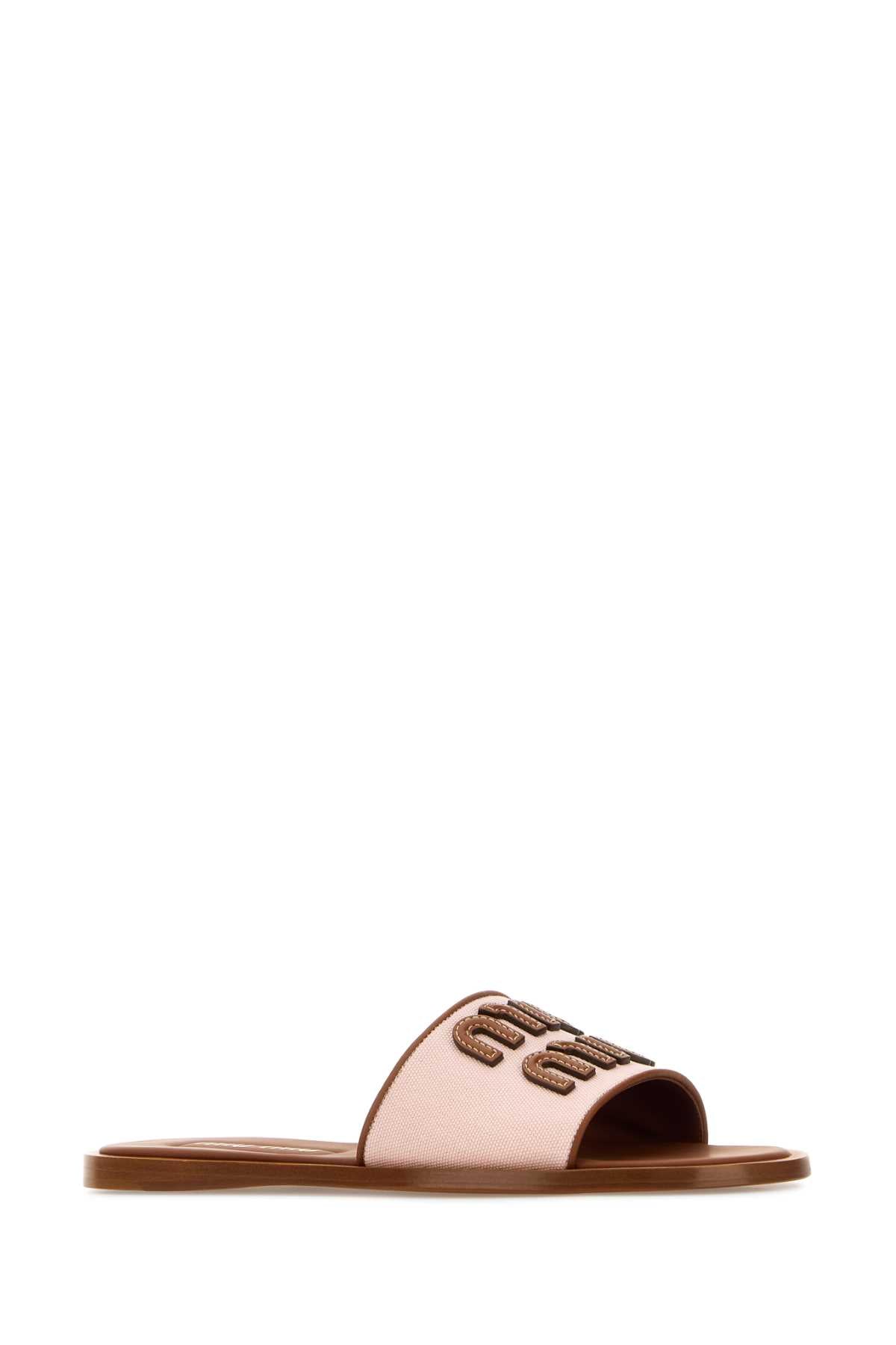 Miu Miu Women Pastel Pink Fabric Slippers MIU MIU