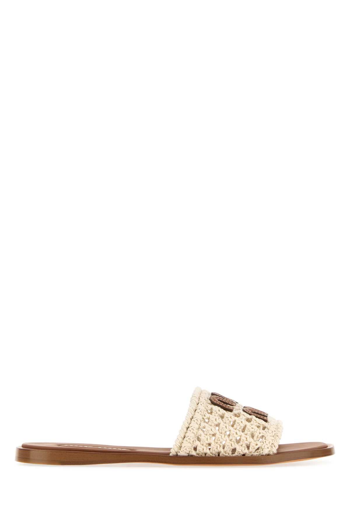 Miu Miu Women Ivory Crochet Slippers MIU MIU