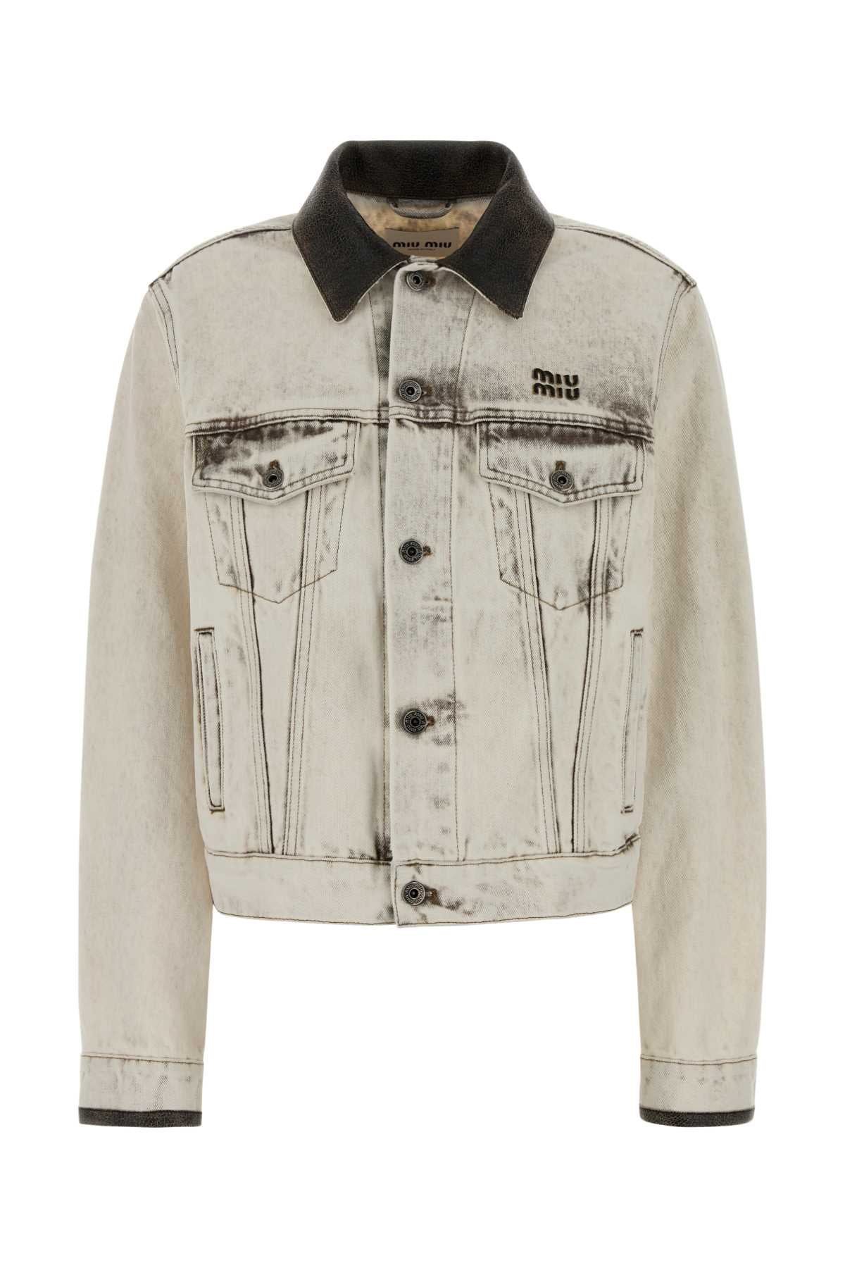 Miu Miu Women White Denim Jacket MIU MIU