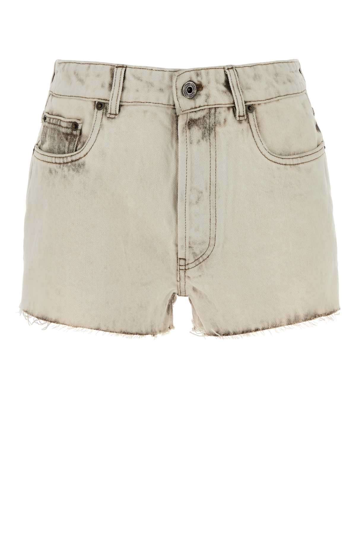 Miu Miu Women White Denim Shorts MIU MIU