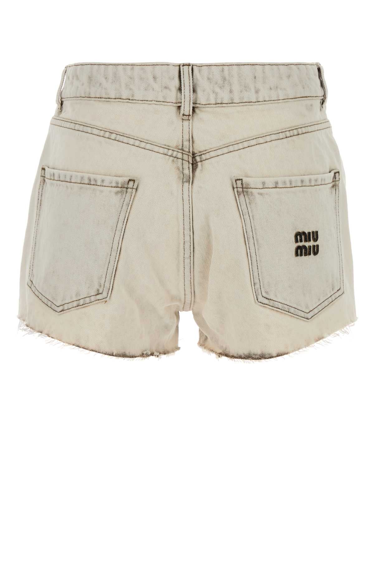Miu Miu Women White Denim Shorts MIU MIU