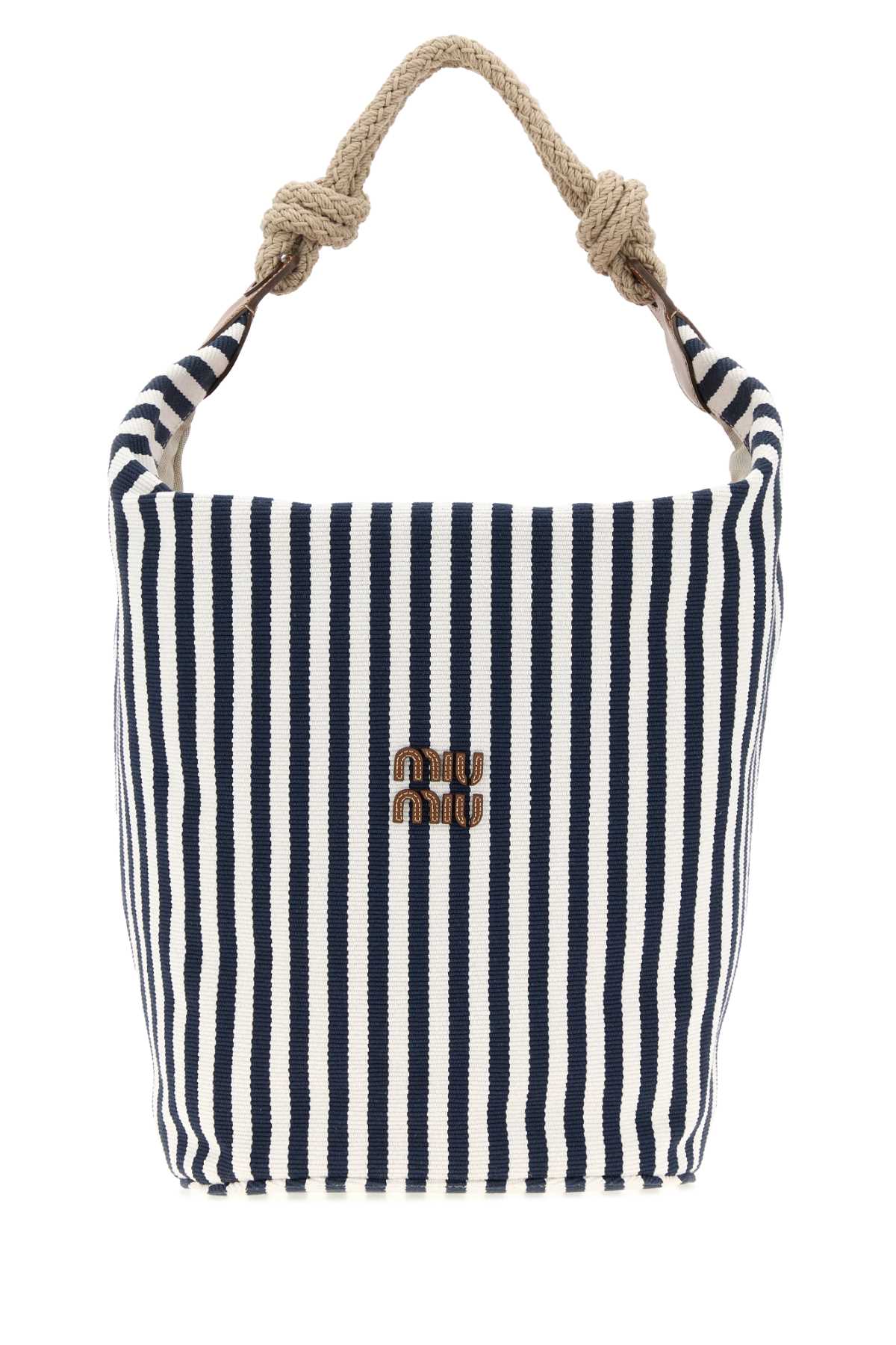 Miu Miu Women Embroidered Canvas Bucket Bag MIU MIU
