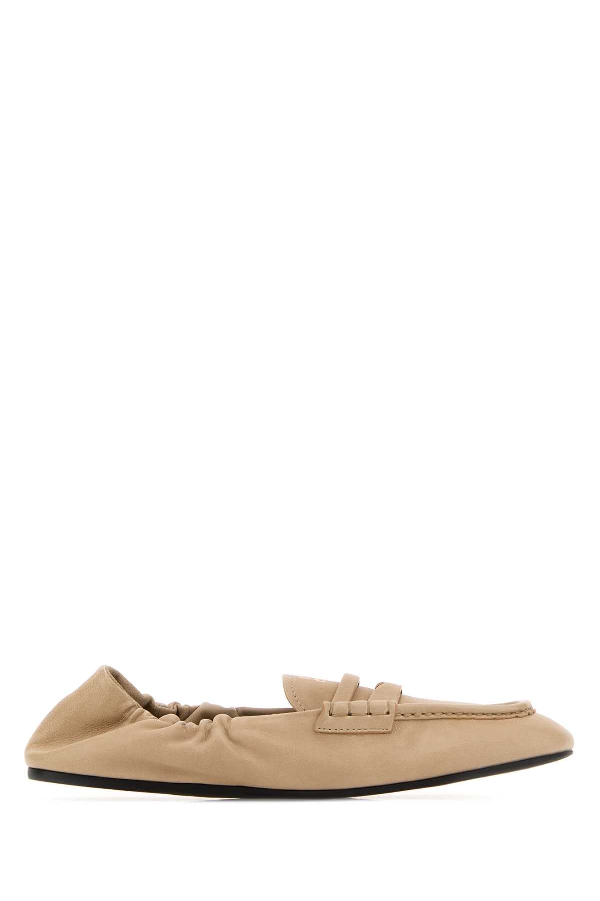 Miu Miu Women Sand Nappa Leather Ruches Loafers MIU MIU