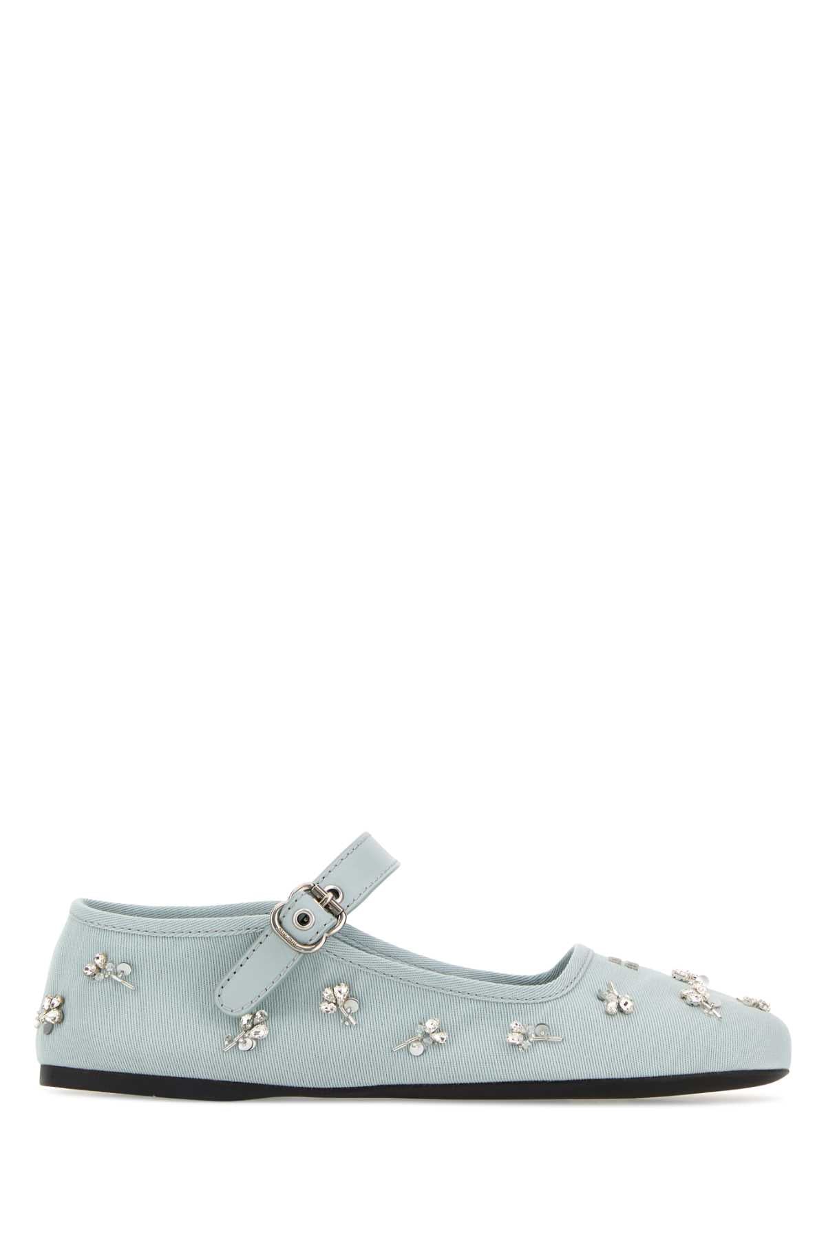 Miu Miu Women Pastel Light Blue Drill Ballerinas MIU MIU